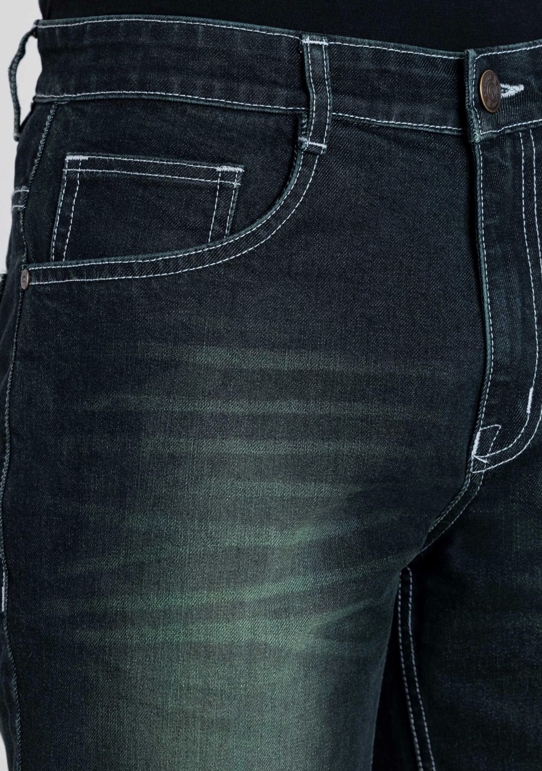 Blackish Green Wide Leg Men's Dual Tone Jeans