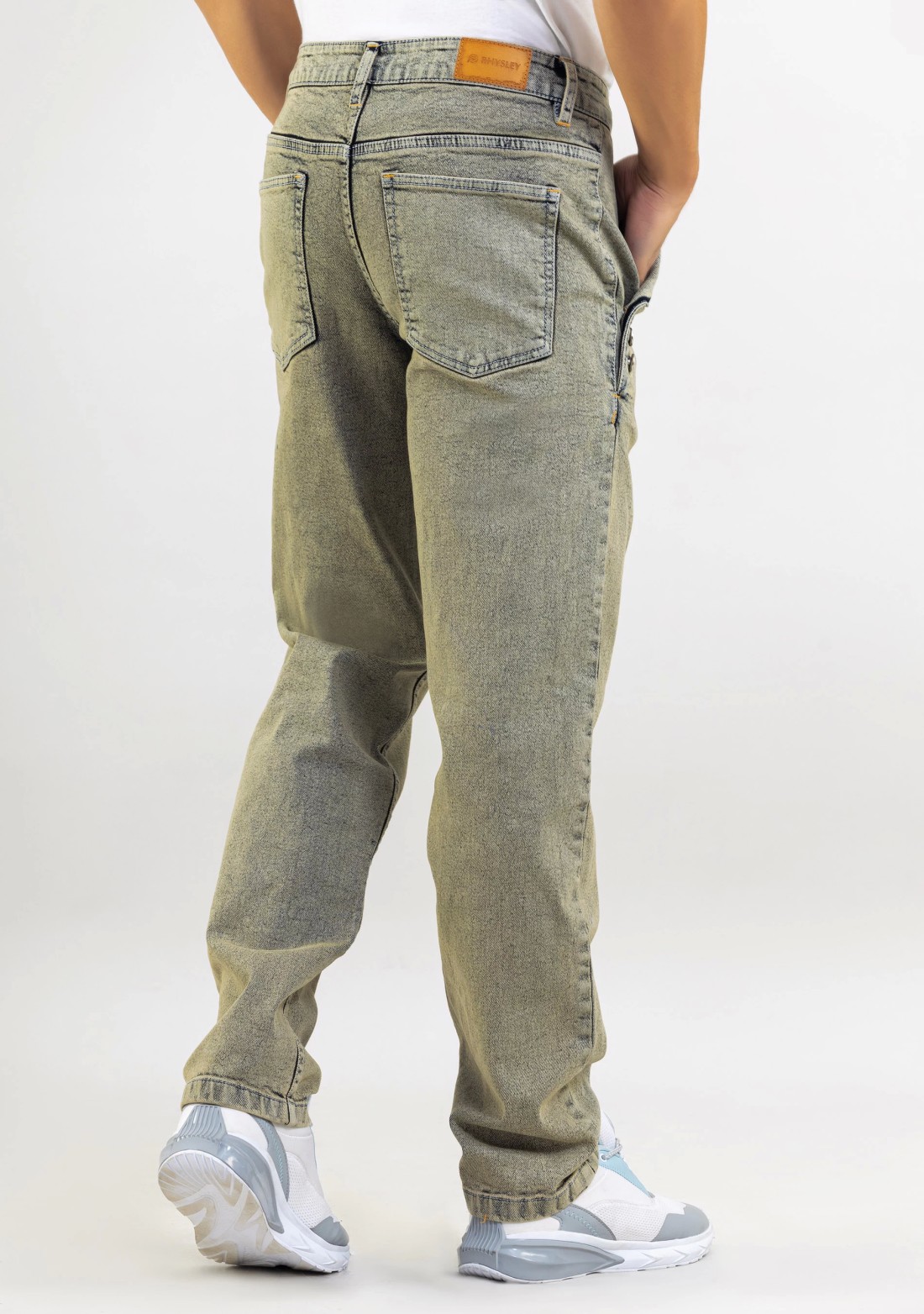 Greenish Grey Straight Fit Men's Jeans