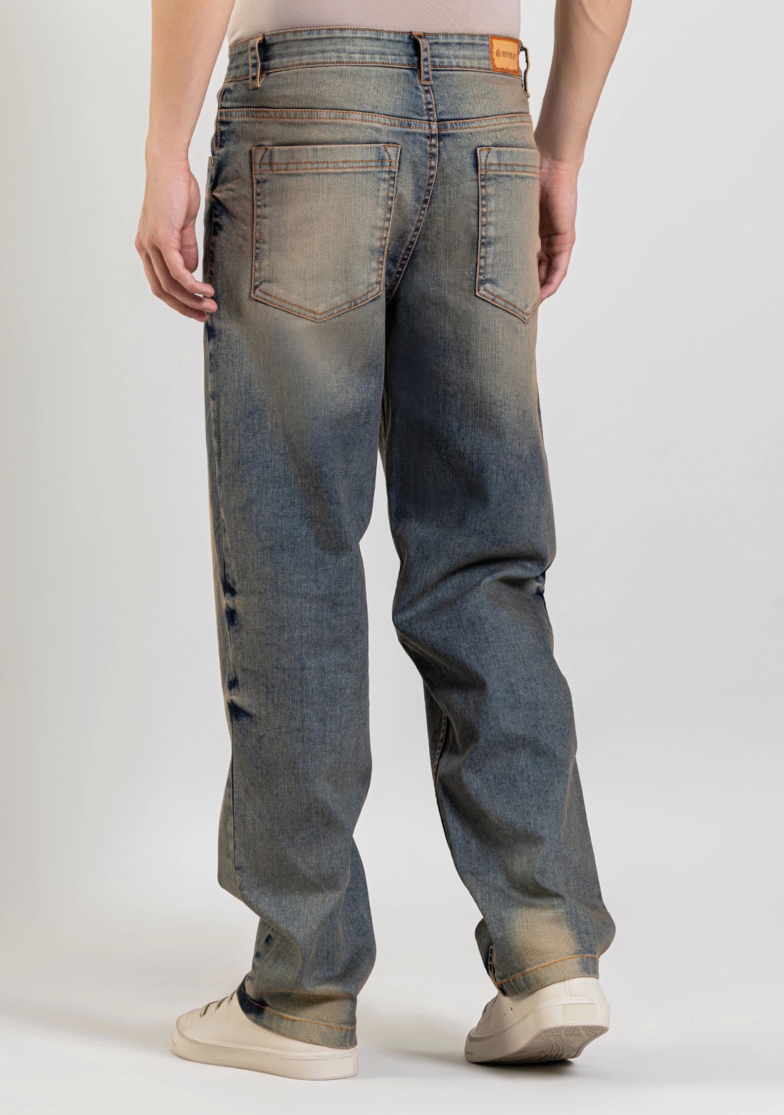 Blue Tinted Relaxed Straight Fit Men's Fashion Jeans