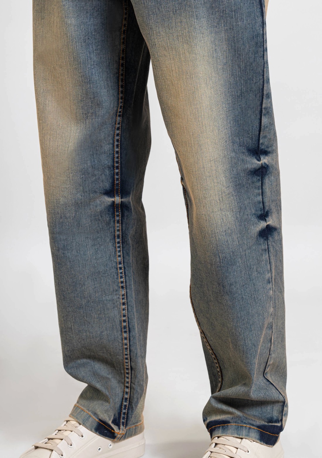 Blue Tinted Relaxed Straight Fit Men's Fashion Jeans