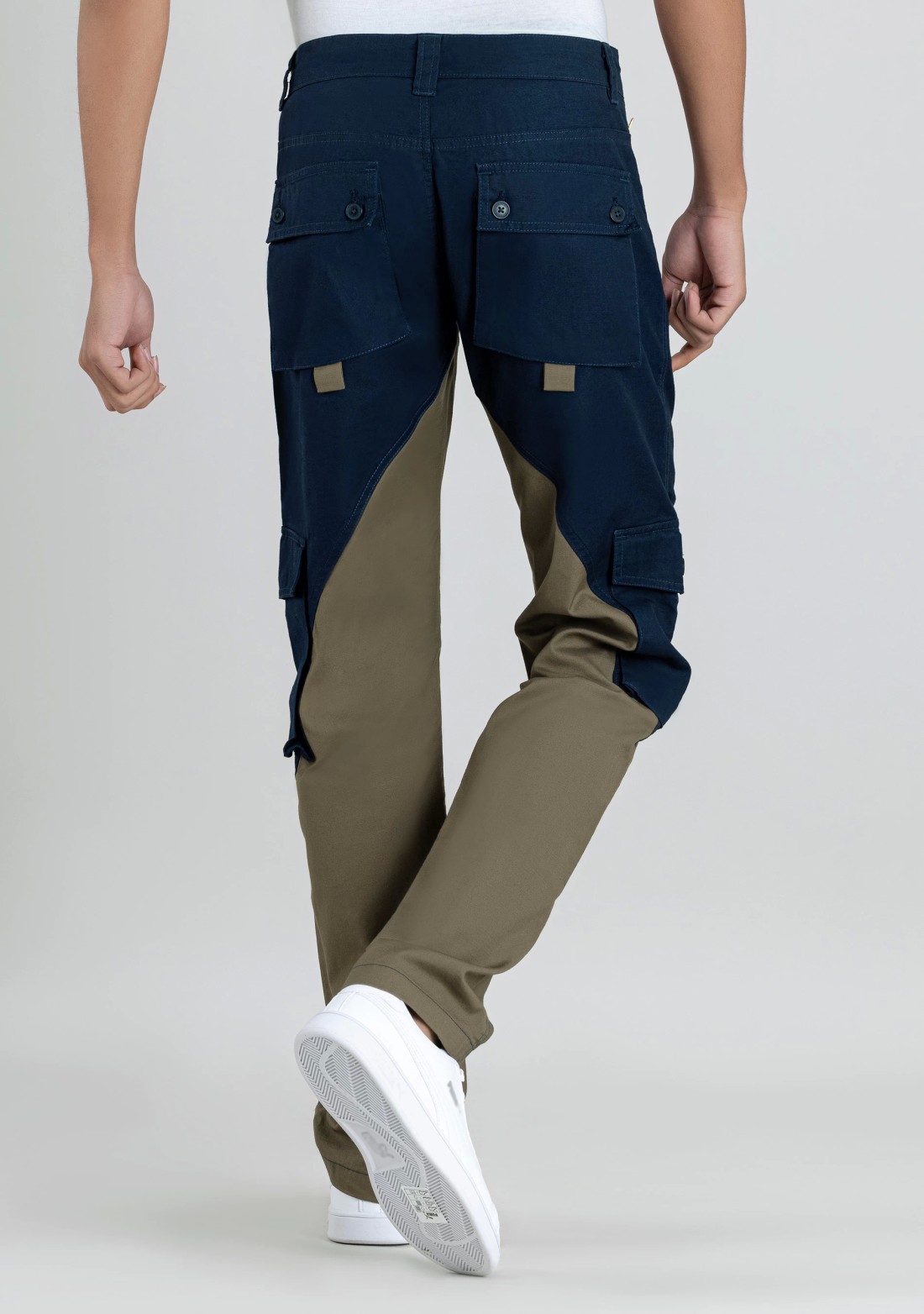 Navy Olive Straight Fit Men's Cargo Trousers