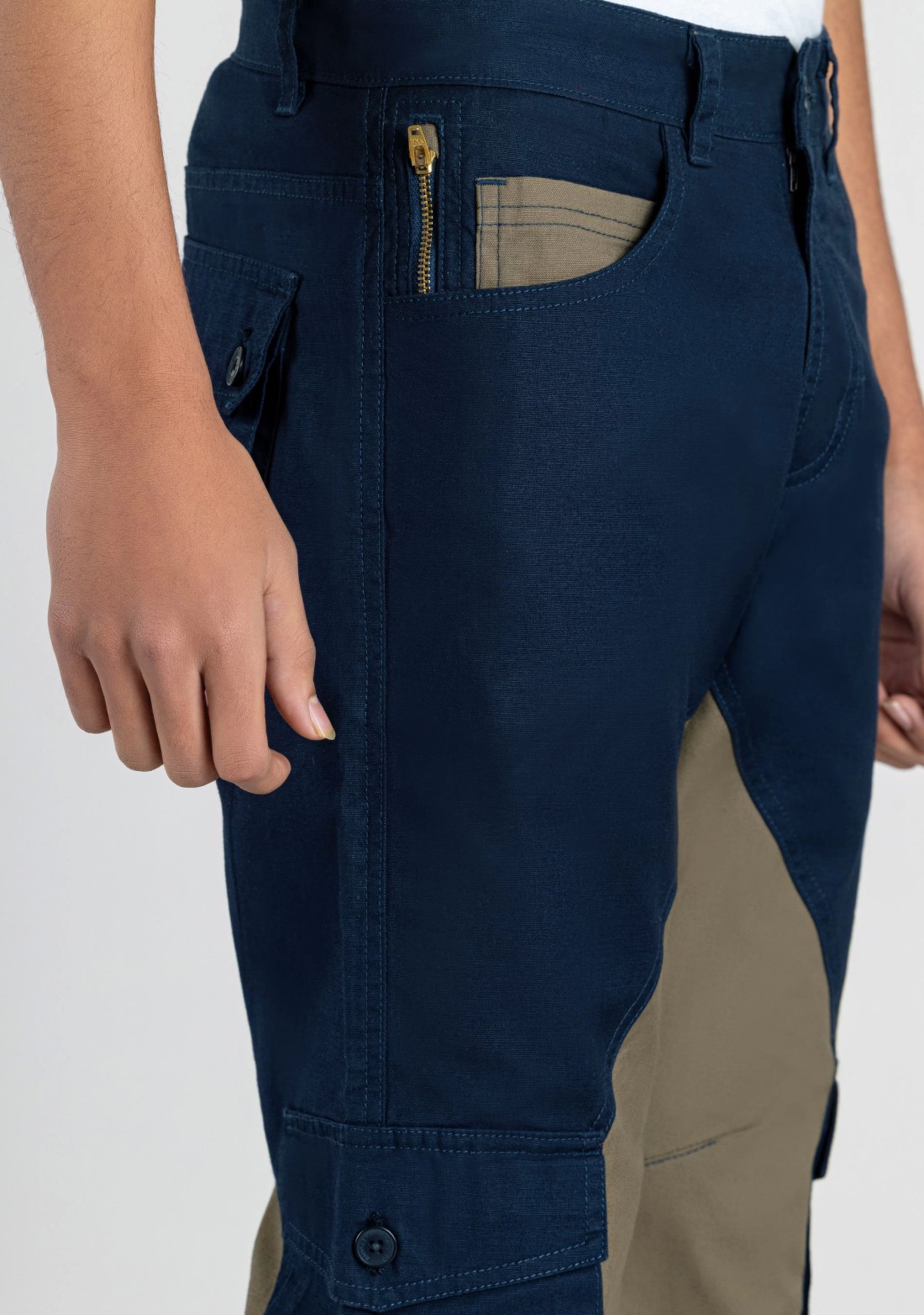 Navy Olive Straight Fit Men's Cargo Trousers