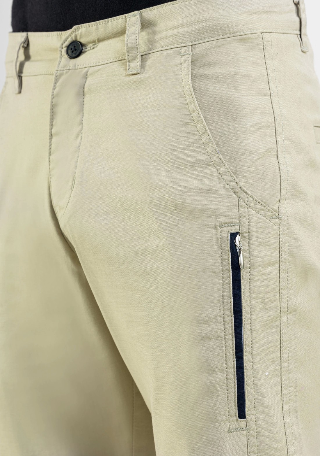 Beige  Regular Fit Men’s Casual Cotton Trousers