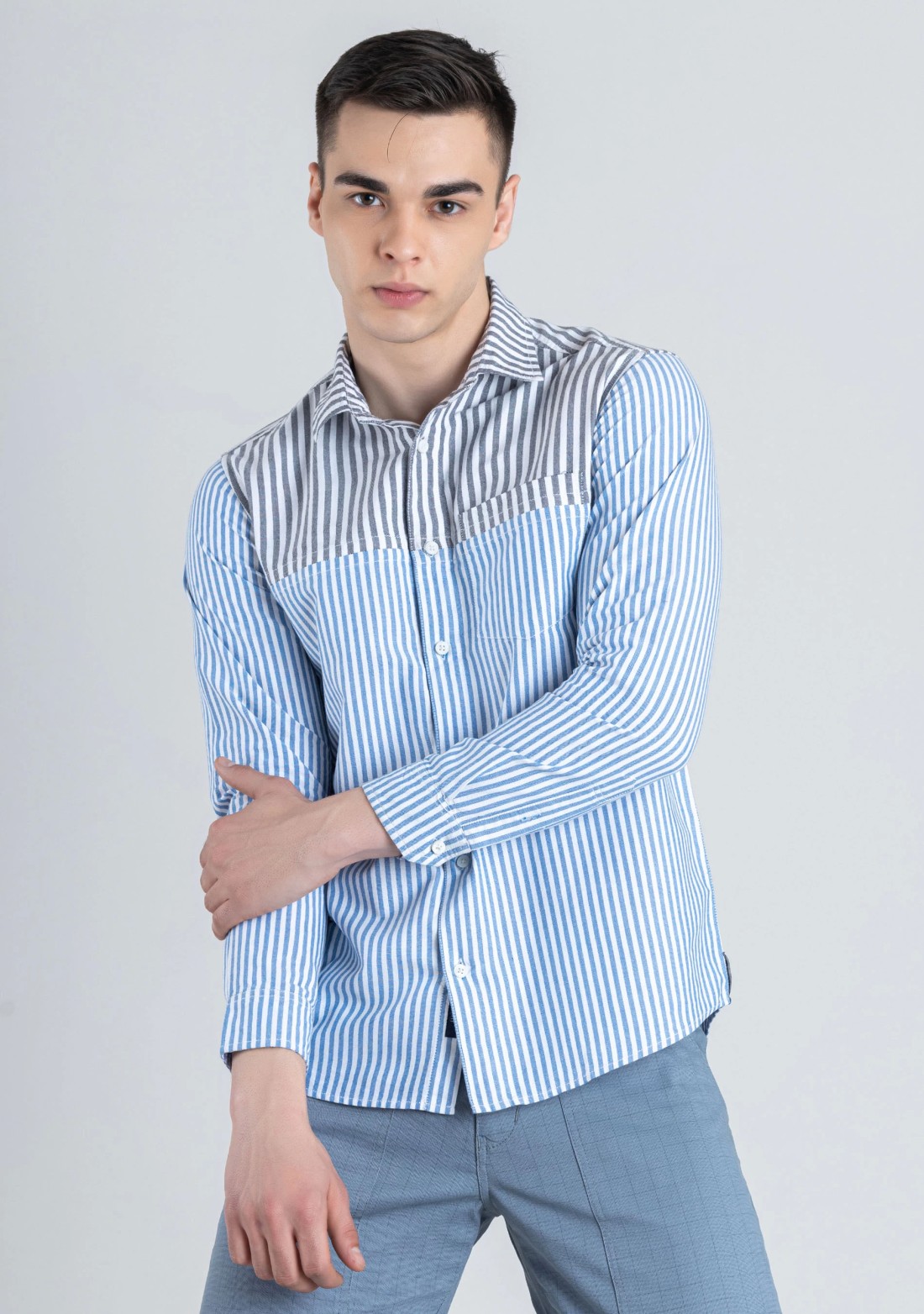 White Striped Slim Fit Men's Cotton Shirt