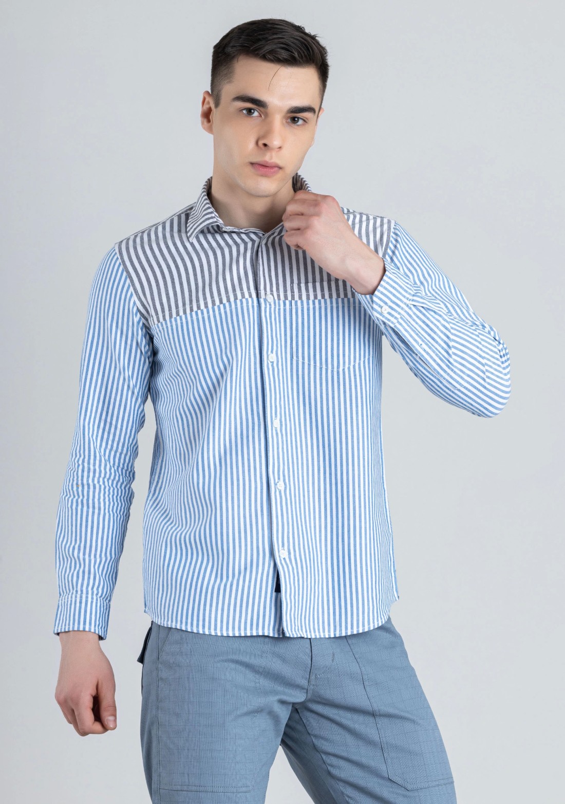 White Striped Slim Fit Men's Cotton Shirt