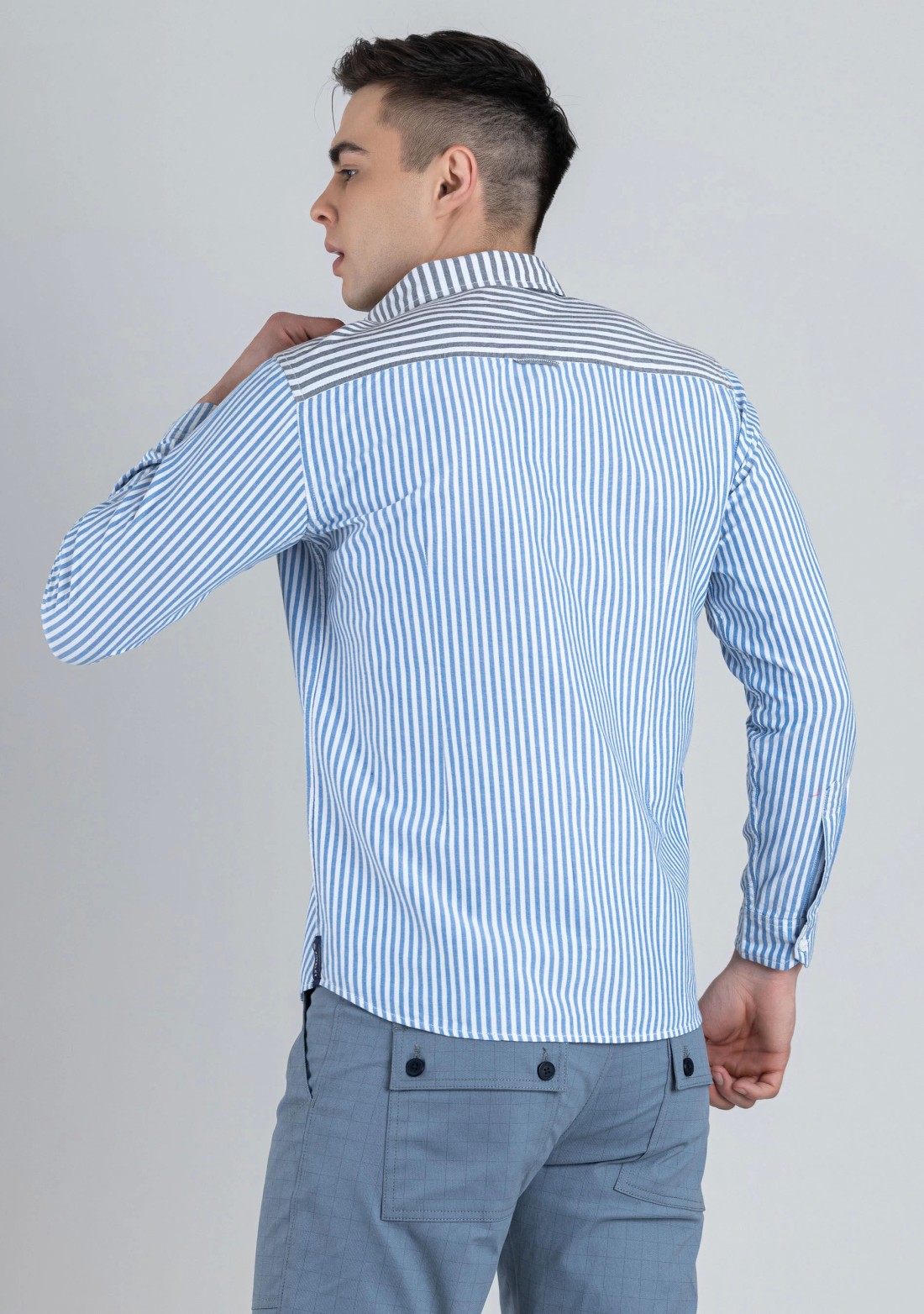 White Striped Slim Fit Men's Cotton Shirt