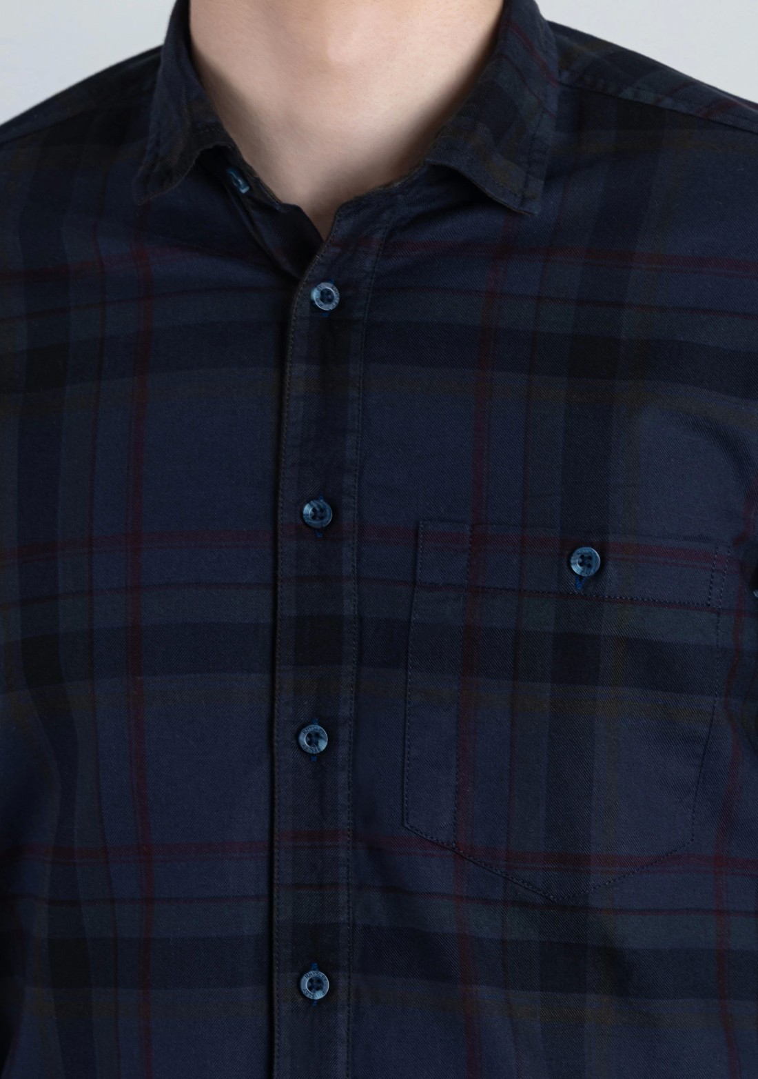 Dark Purple Regular Fit Men's Cotton Check Shirt