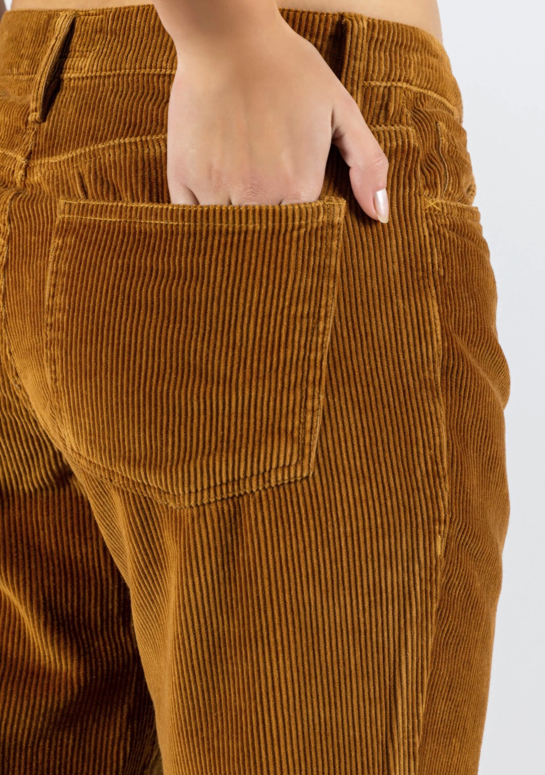 Khaki Slim Fit Women’s Casual Corduroy Trousers