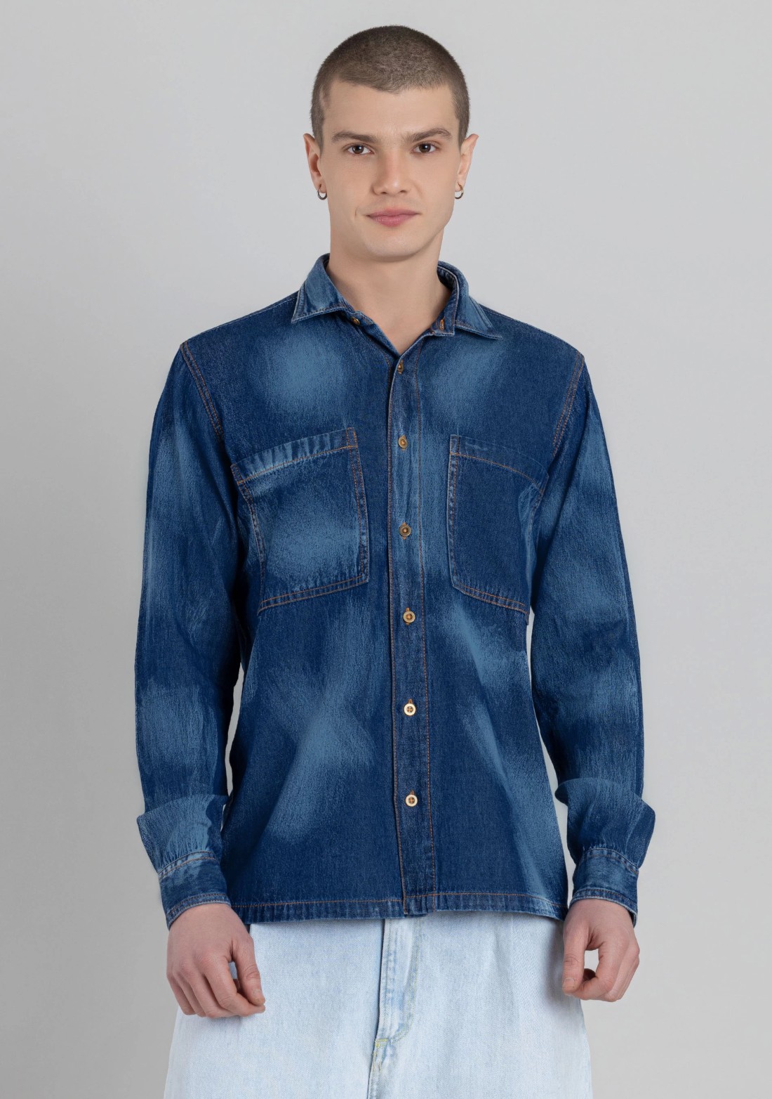 Denim shirt men price best sale