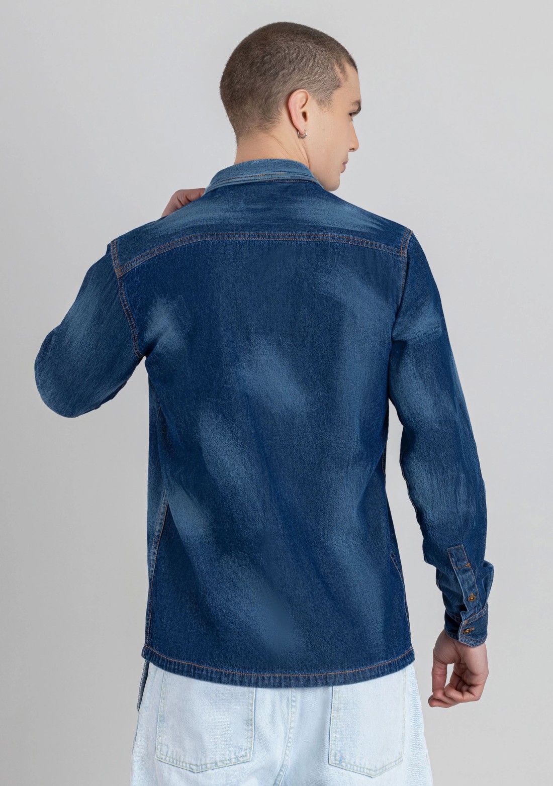 Blue Regular Fit Men's Denim Shirt