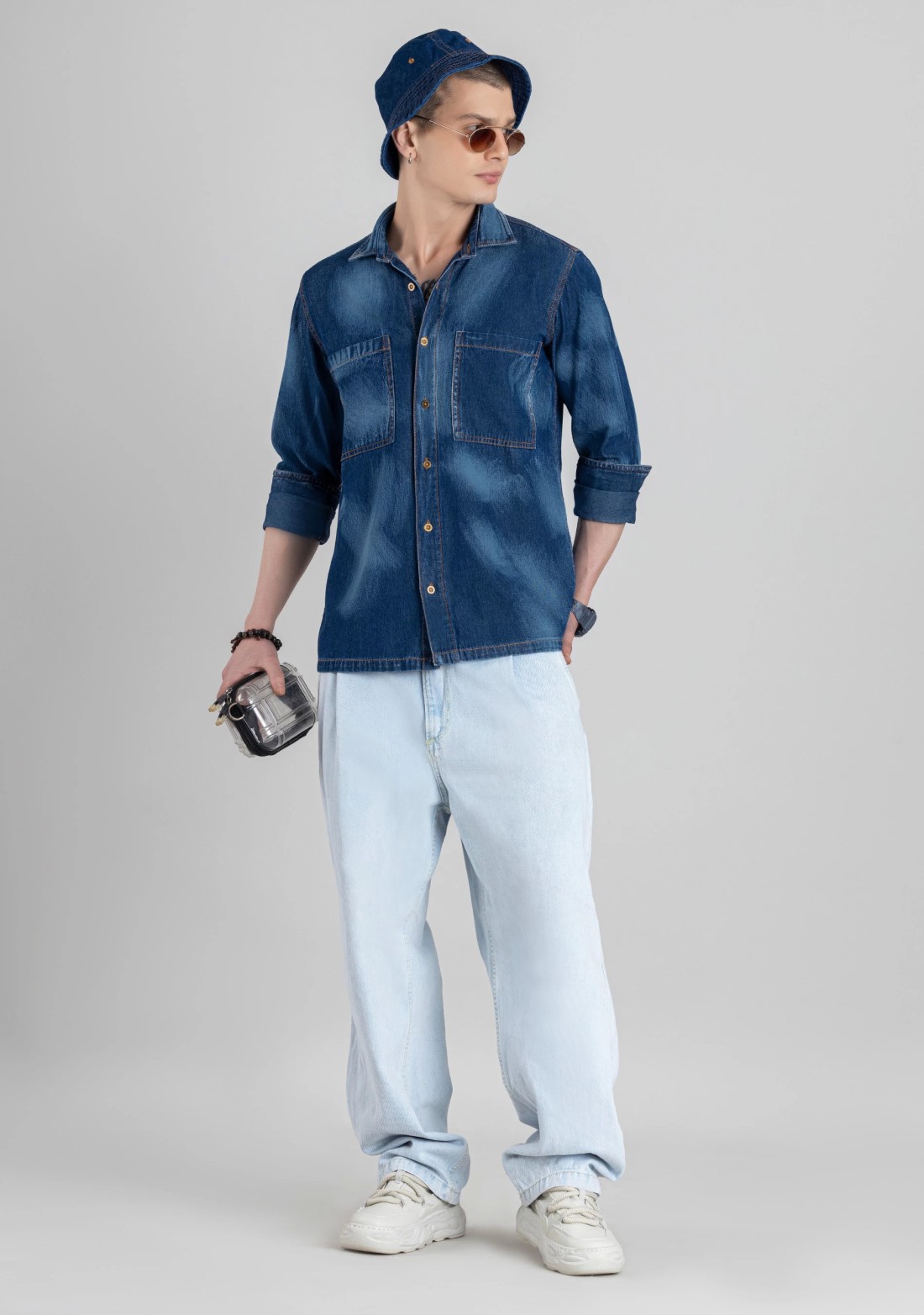 Blue Regular Fit Men's Denim Shirt