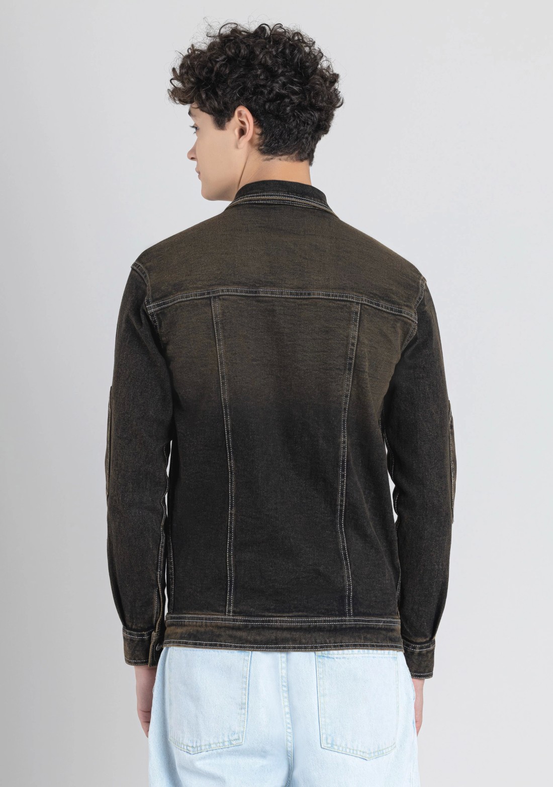 Blackish Brown Regular Fit Men's Denim Shacket