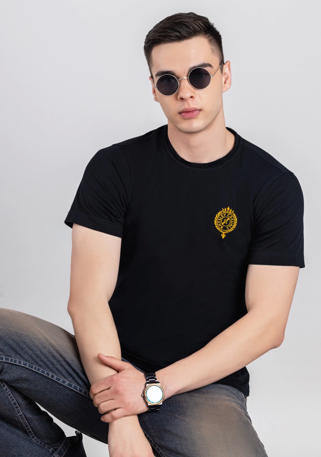 Black Regular Fit Men's Half Sleeves T-Shirt