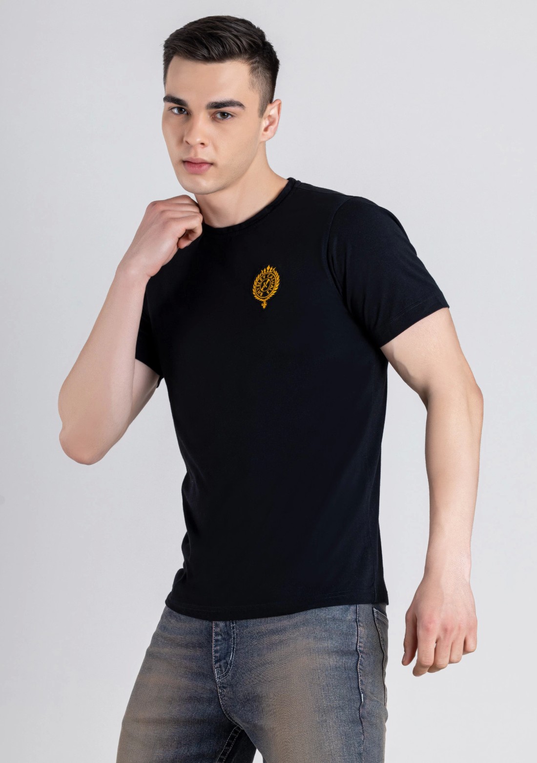 Black Regular Fit Men's Half Sleeves T-Shirt