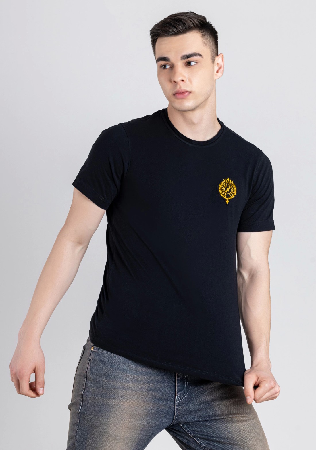 Black Regular Fit Men's Half Sleeves T-Shirt