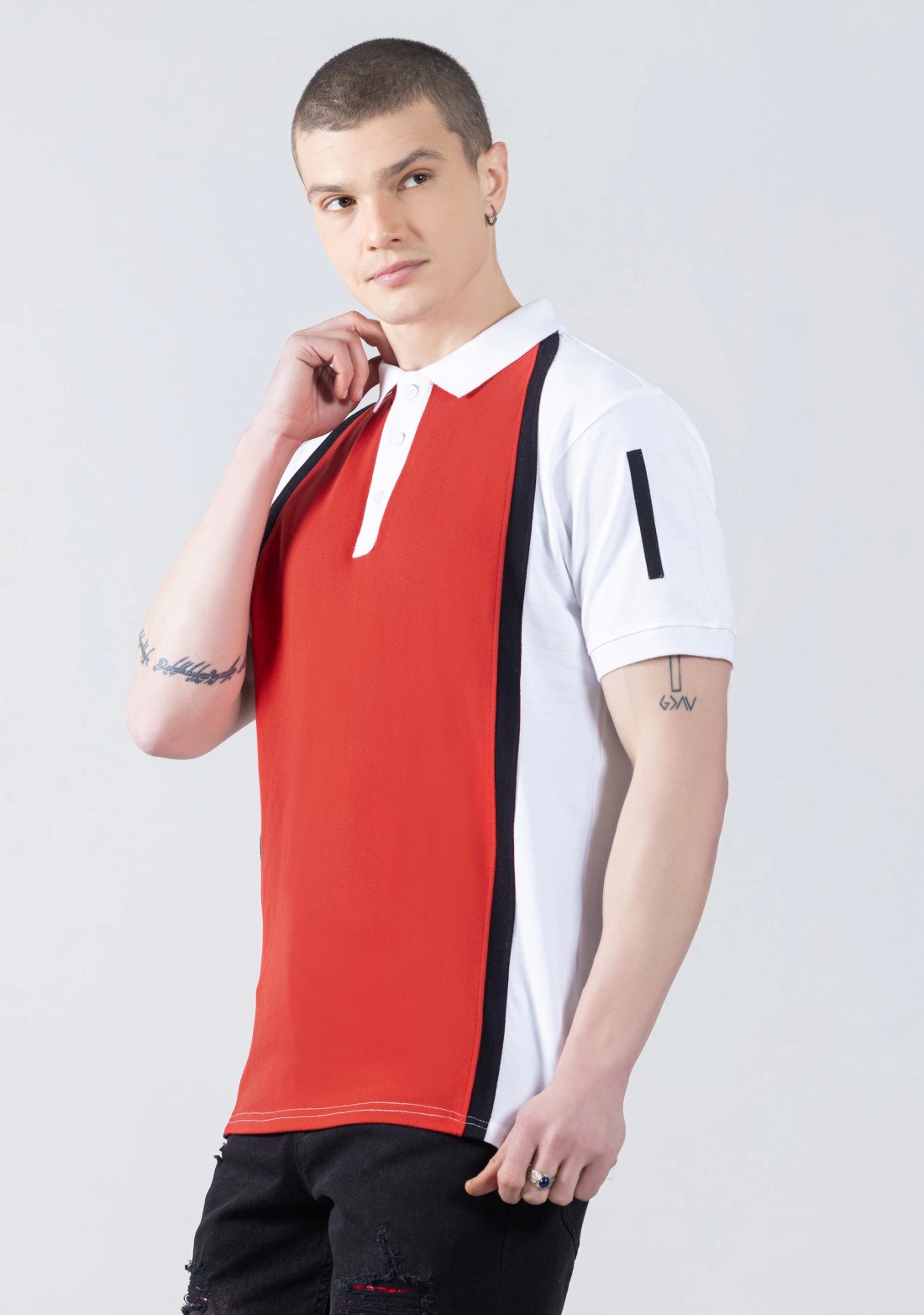 Red and White Regular Fit Men's Polo T-Shirt