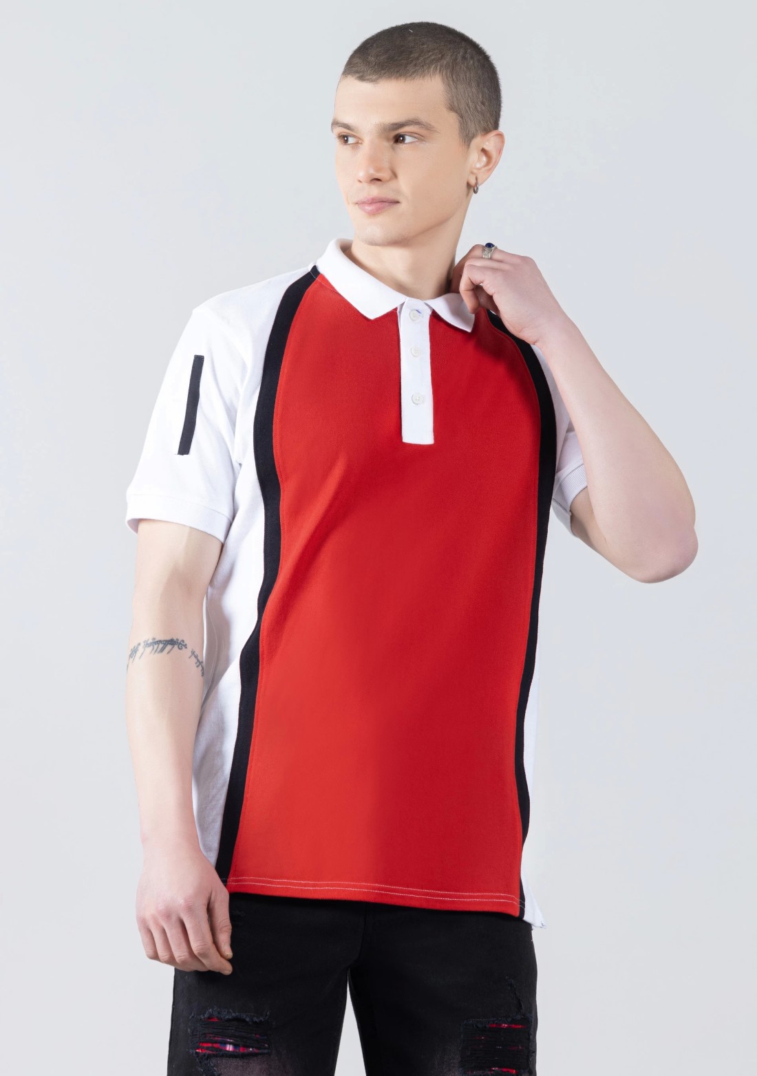 Red and White Regular Fit Men's Polo T-Shirt