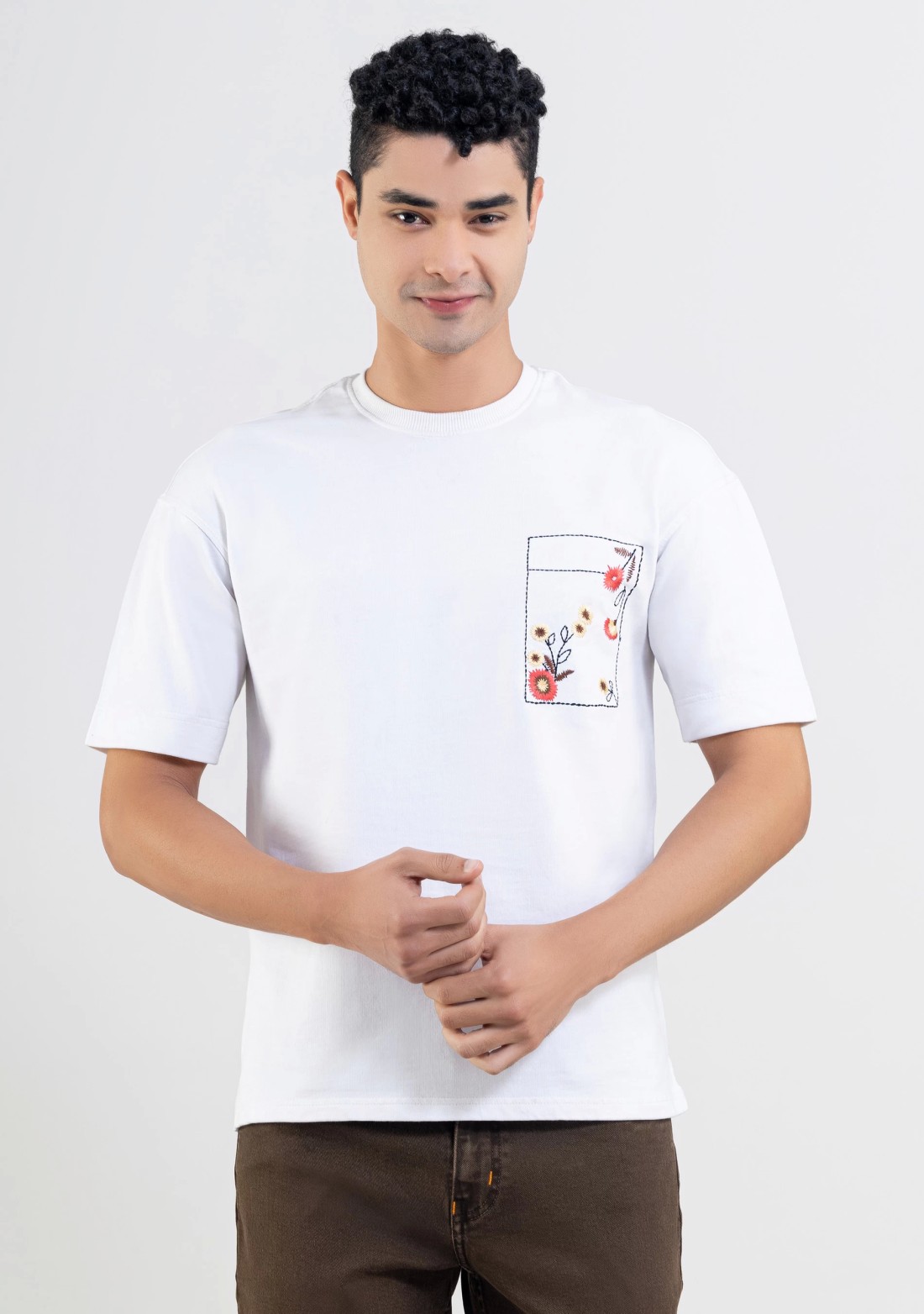 White Regular Fit Men's Round Neck T-shirt