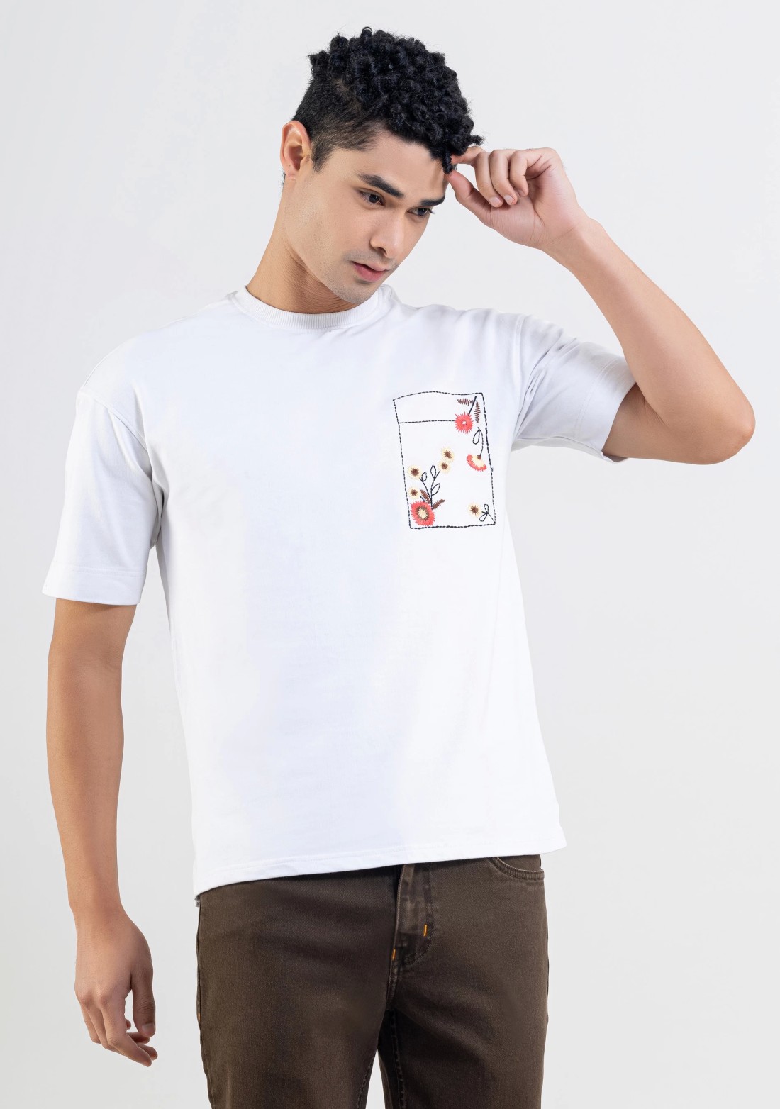 White Regular Fit Men's Round Neck T-shirt