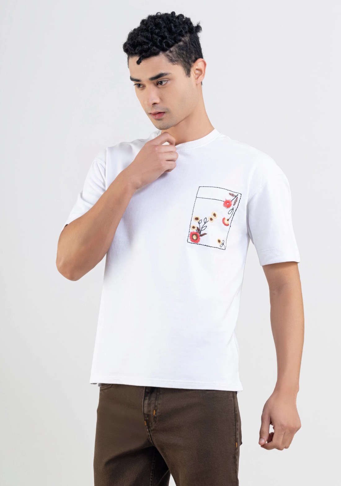 White Regular Fit Men's Round Neck T-shirt