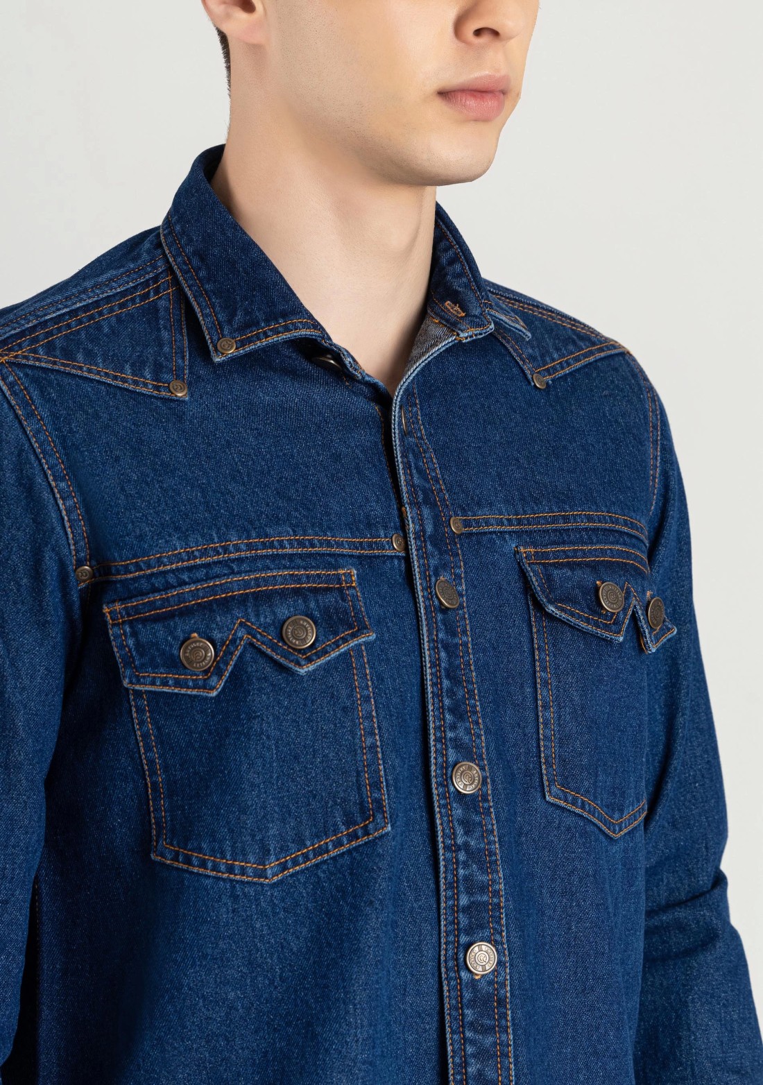 Blue Regular Fit Men's Denim Casual Shirt