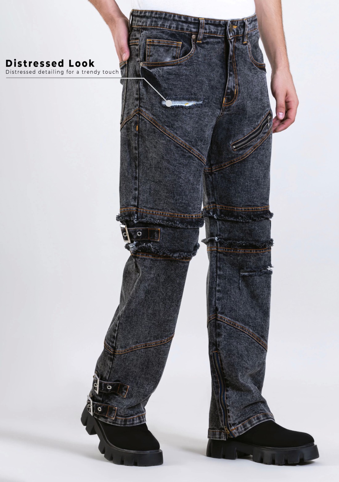 Grey Wide Leg Men's Ultra Fashion Jeans