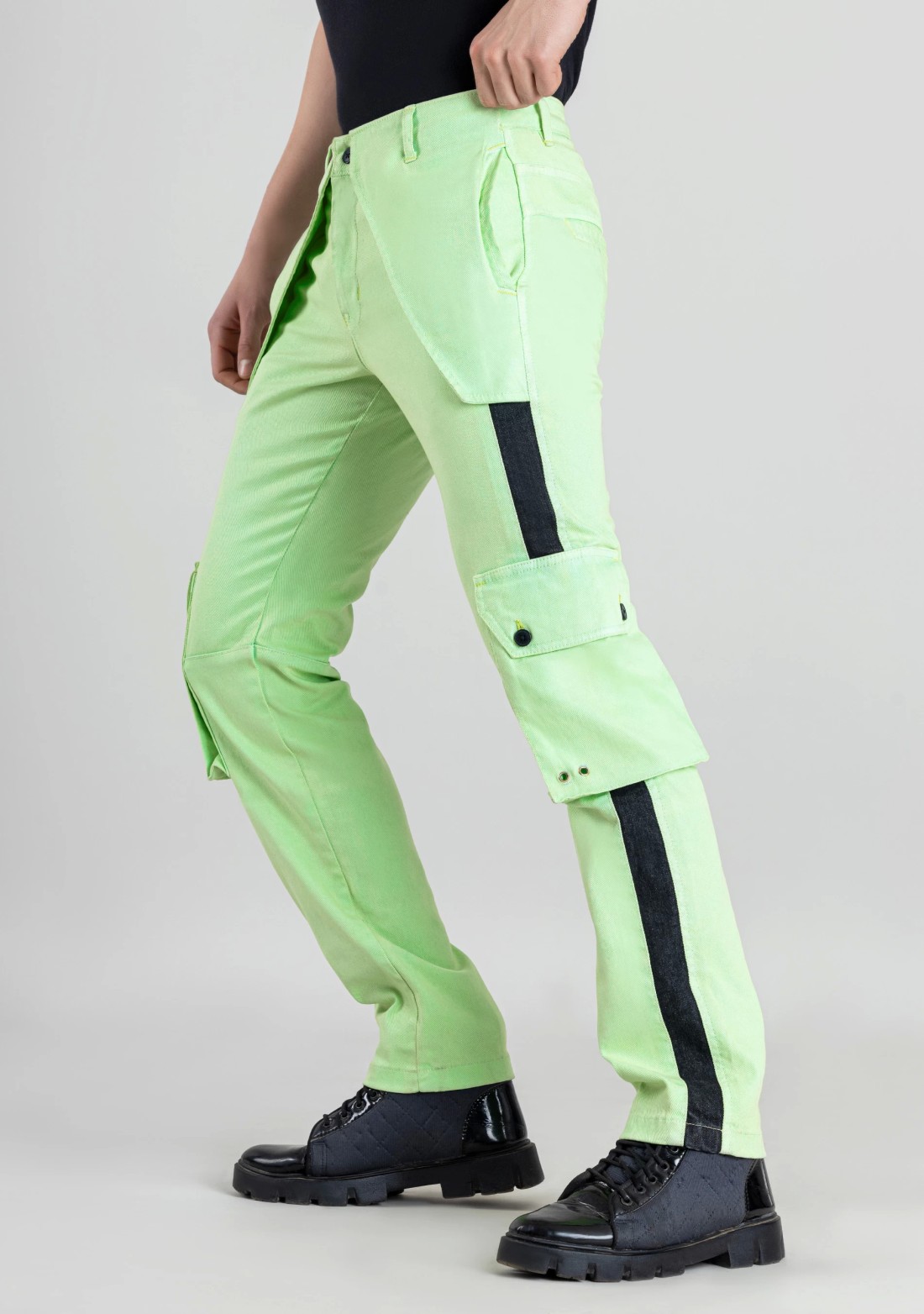 Mint Green Straight Fit Men's Cargo Trousers