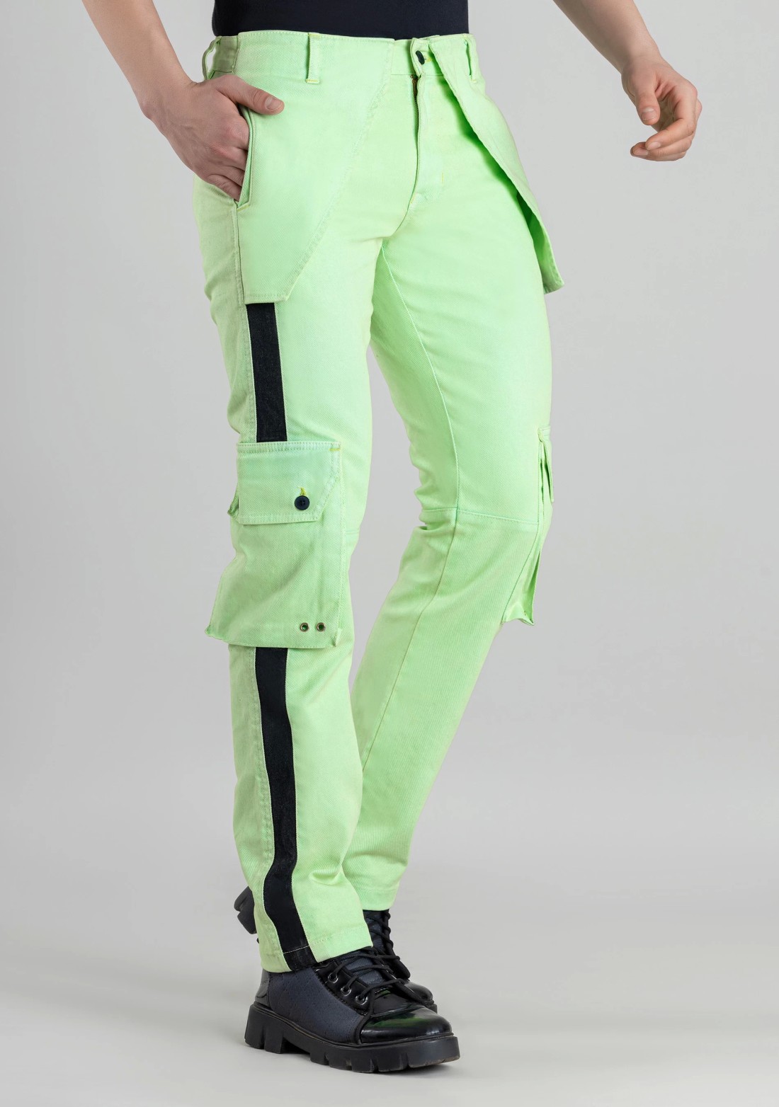 Mint Green Straight Fit Men's Cargo Trousers