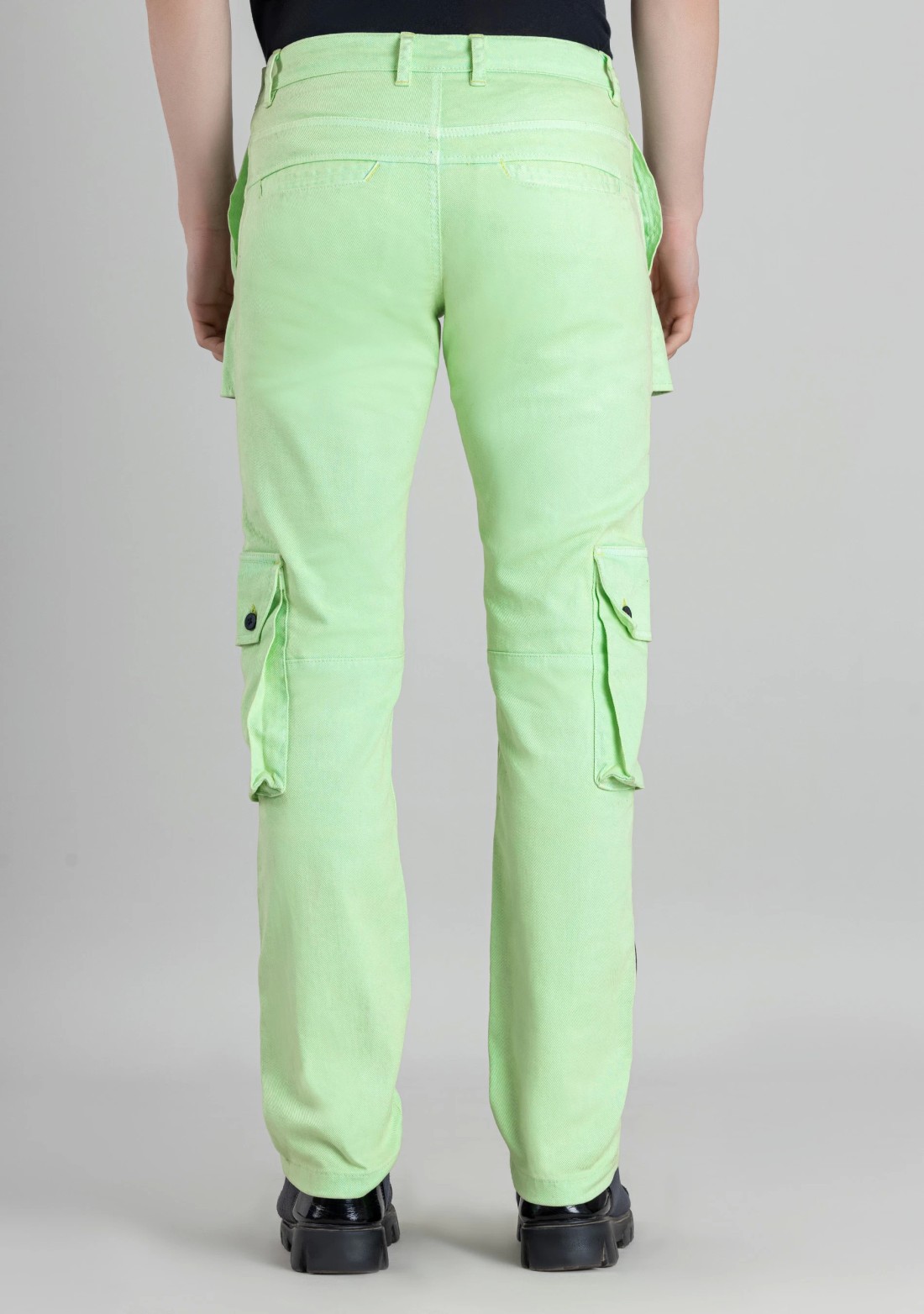 Mint Green Straight Fit Men's Cargo Trousers