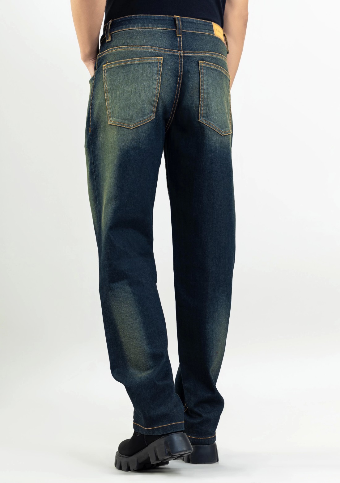 Blue Tinted Relaxed Straight Fit Men's Fashion Jeans