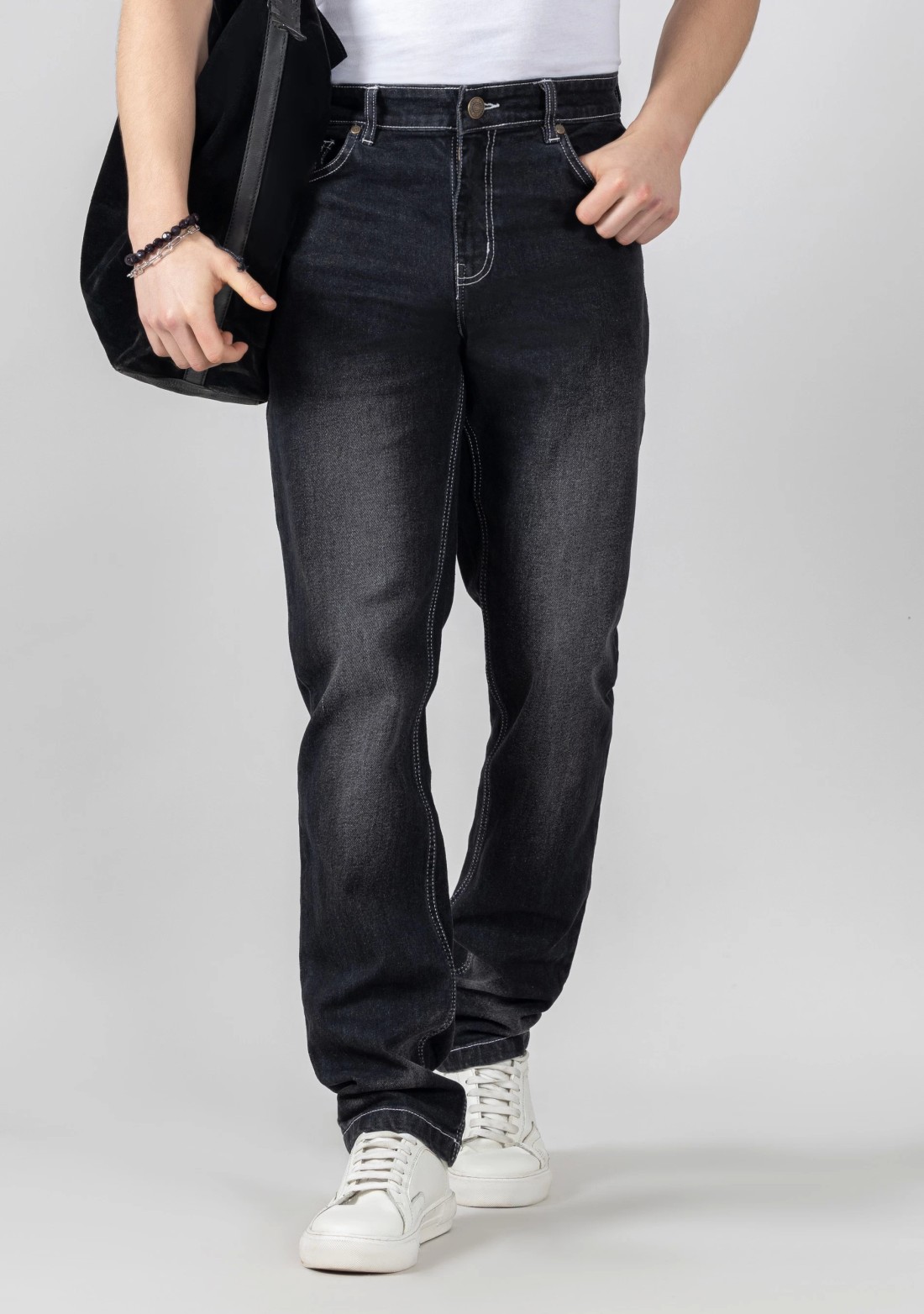 Black Regular Fit Tinted Men's Jeans