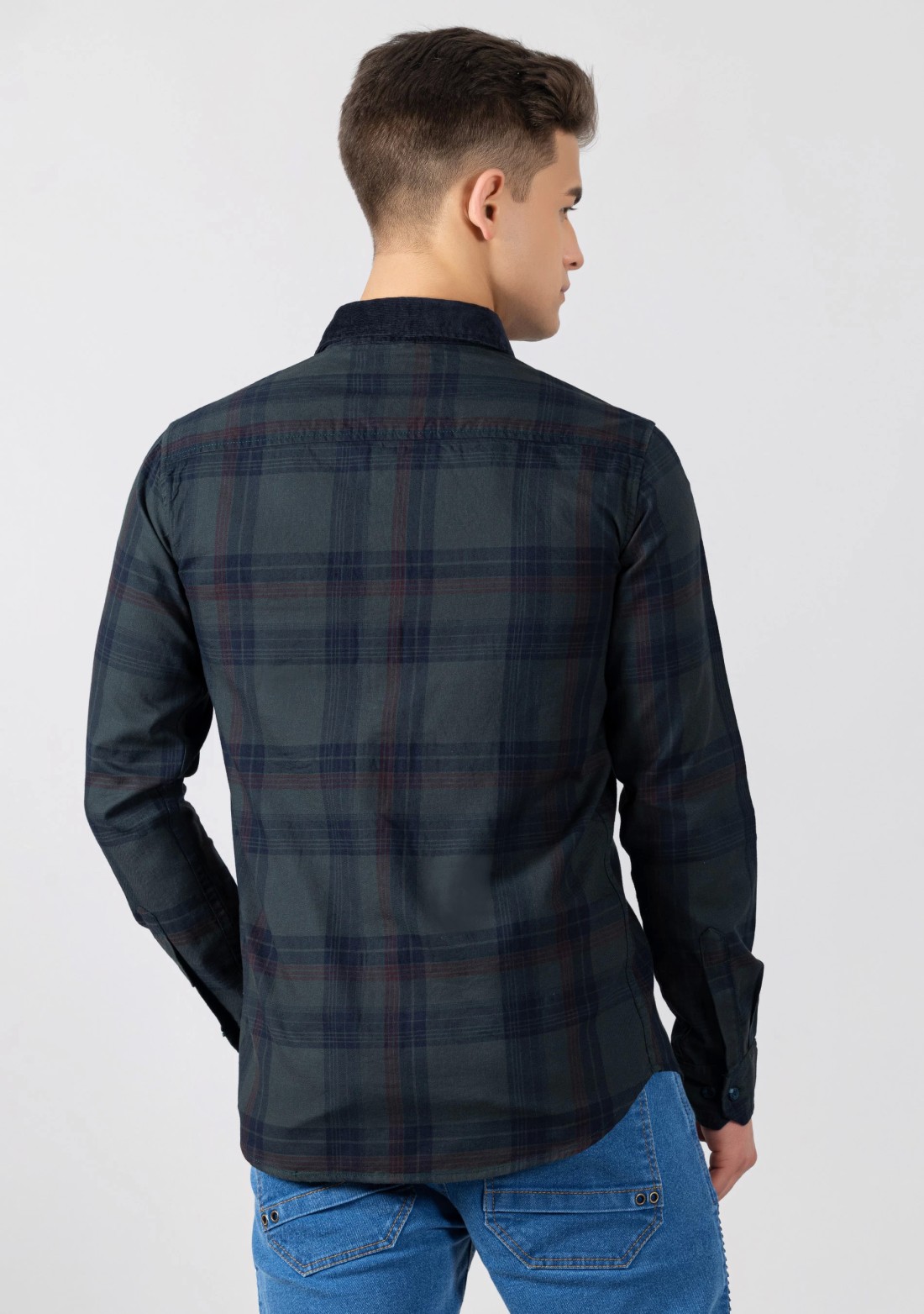 Dark Jungle Green Regular Fit Men's Cotton Check Shirt