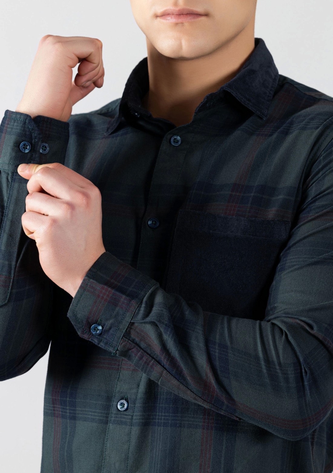 Dark Jungle Green Regular Fit Men's Cotton Check Shirt