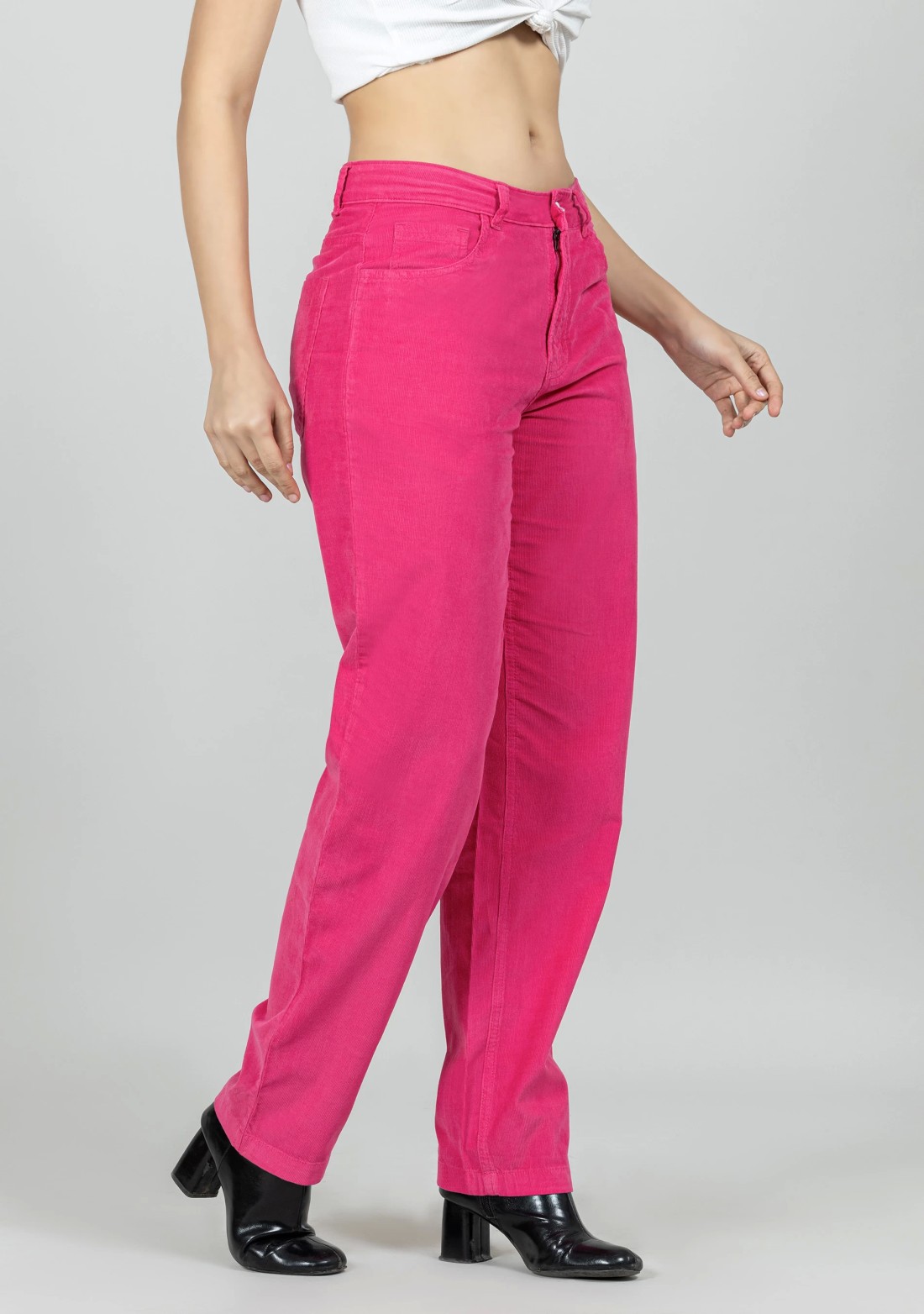 Fuchsia Pink Straight Fit Women's Trousers