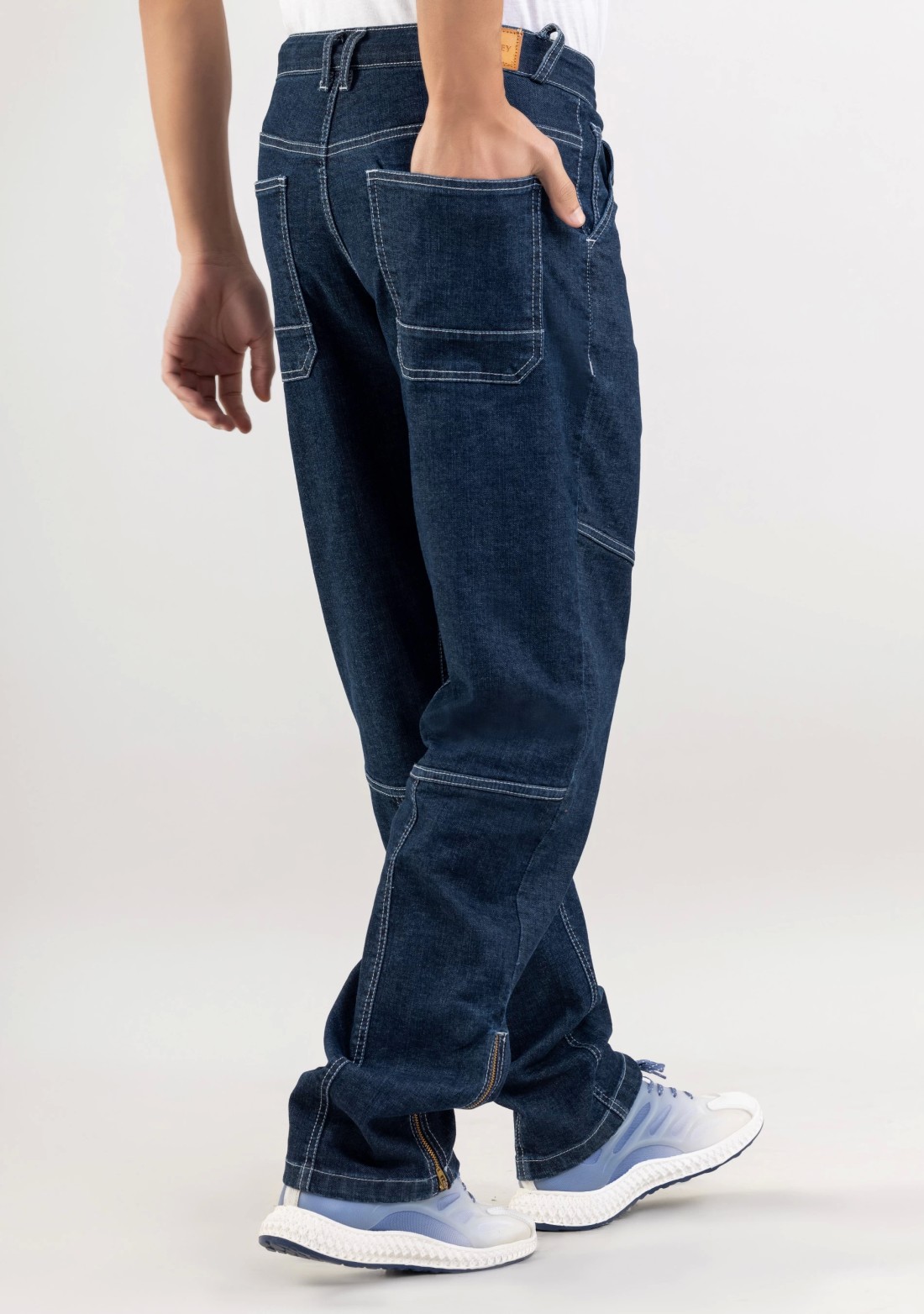 Blue Wide Leg Cut and Sew Men's Jeans