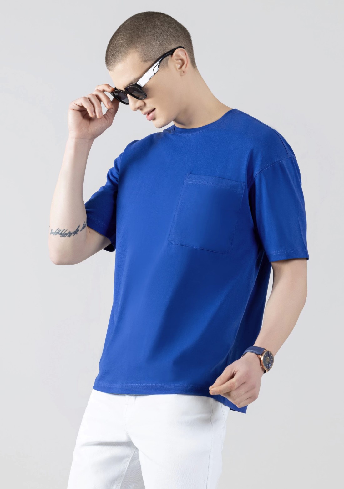 Blue Regular Fit Men's Round Neck T-shirt