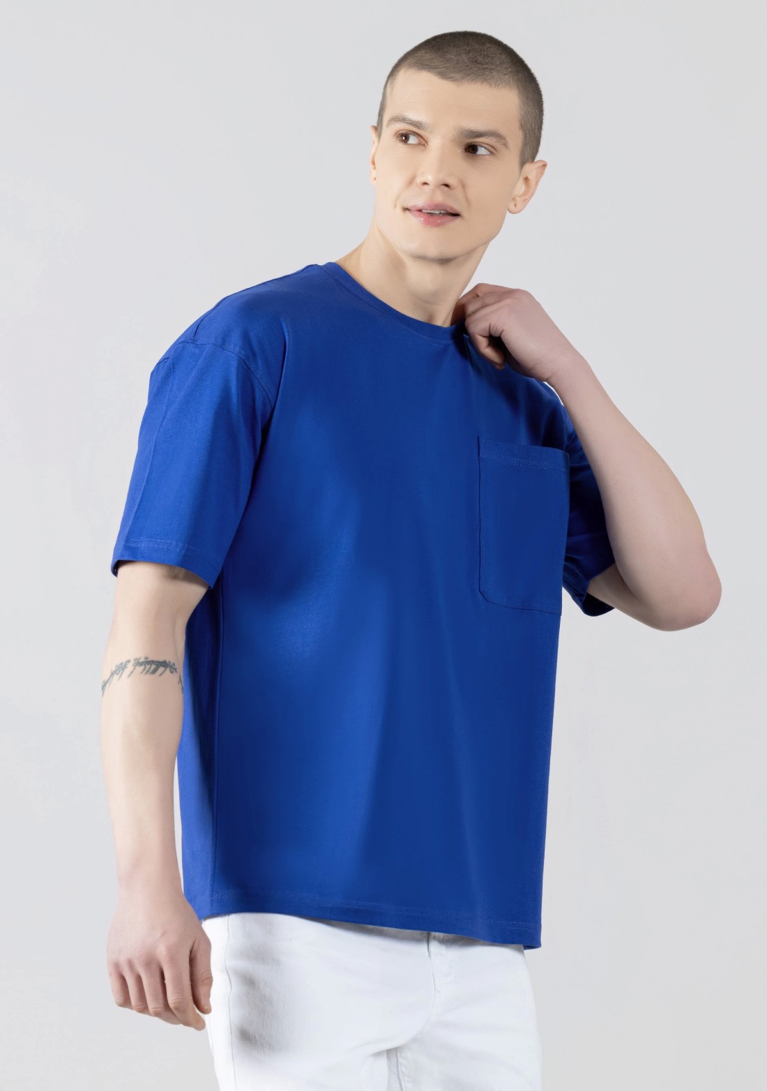 Blue Regular Fit Men's Round Neck T-shirt