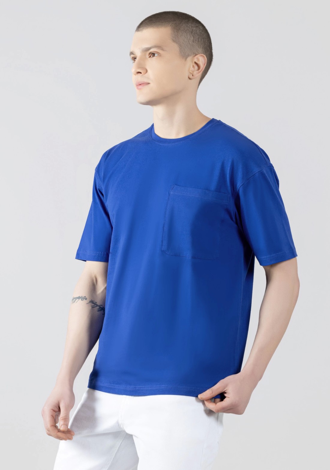 Blue Regular Fit Men's Round Neck T-shirt