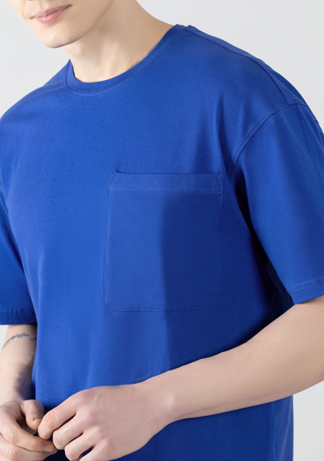 Blue Regular Fit Men's Round Neck T-shirt