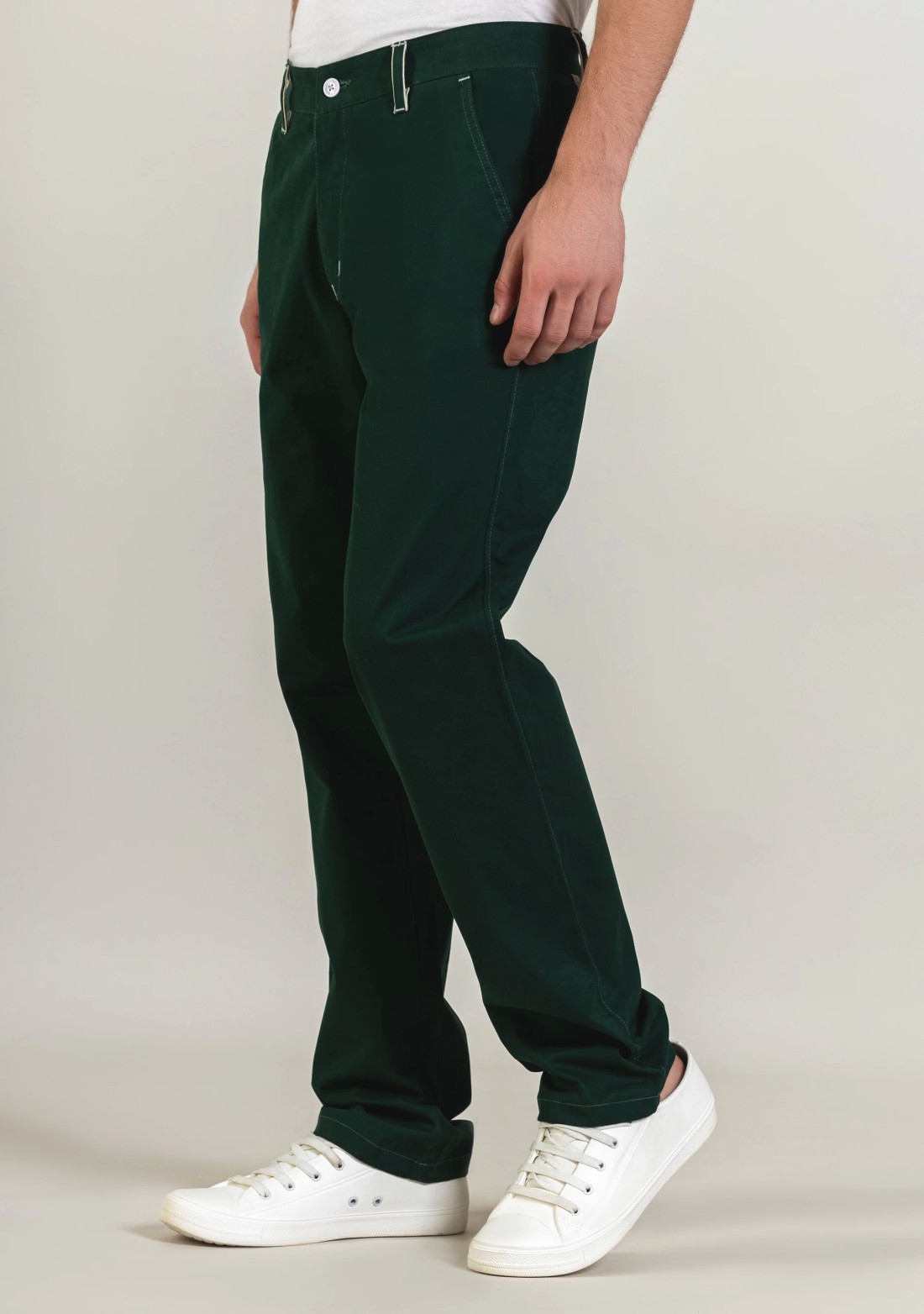 Bottle Green Regular Fit Men's Casual Trousers