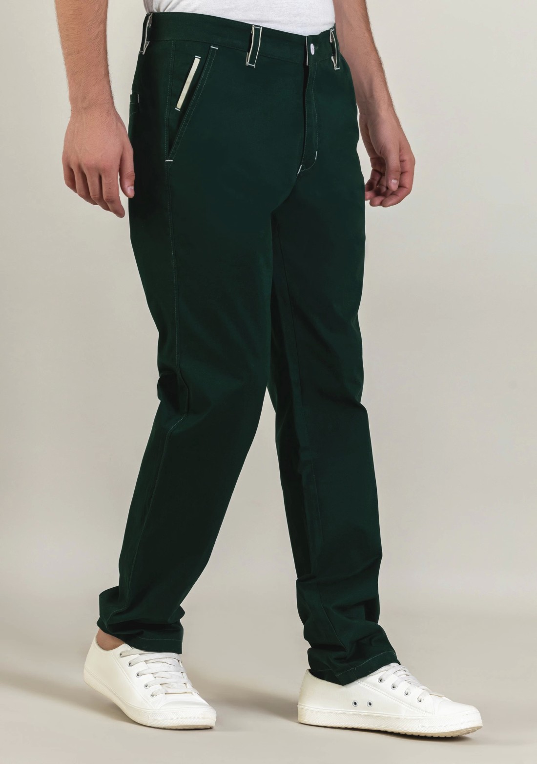 Bottle Green Regular Fit Men's Casual Trousers