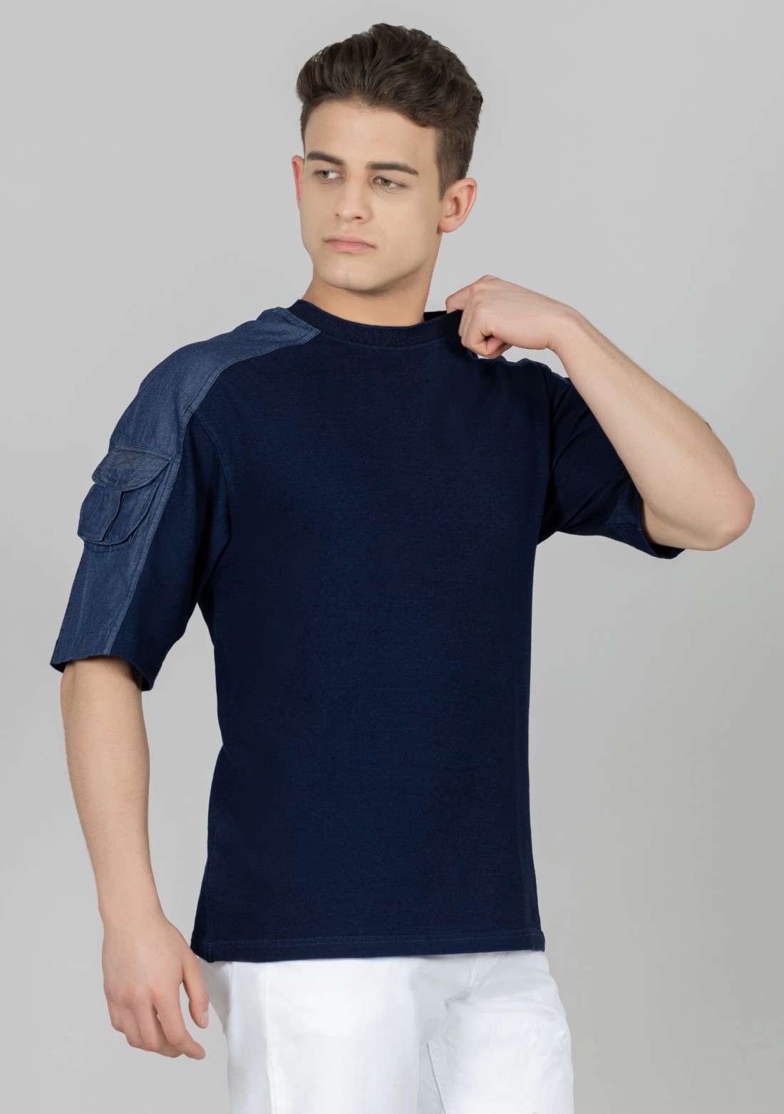 Blue Regular Fit Drop Shoulder Men's T-shirt