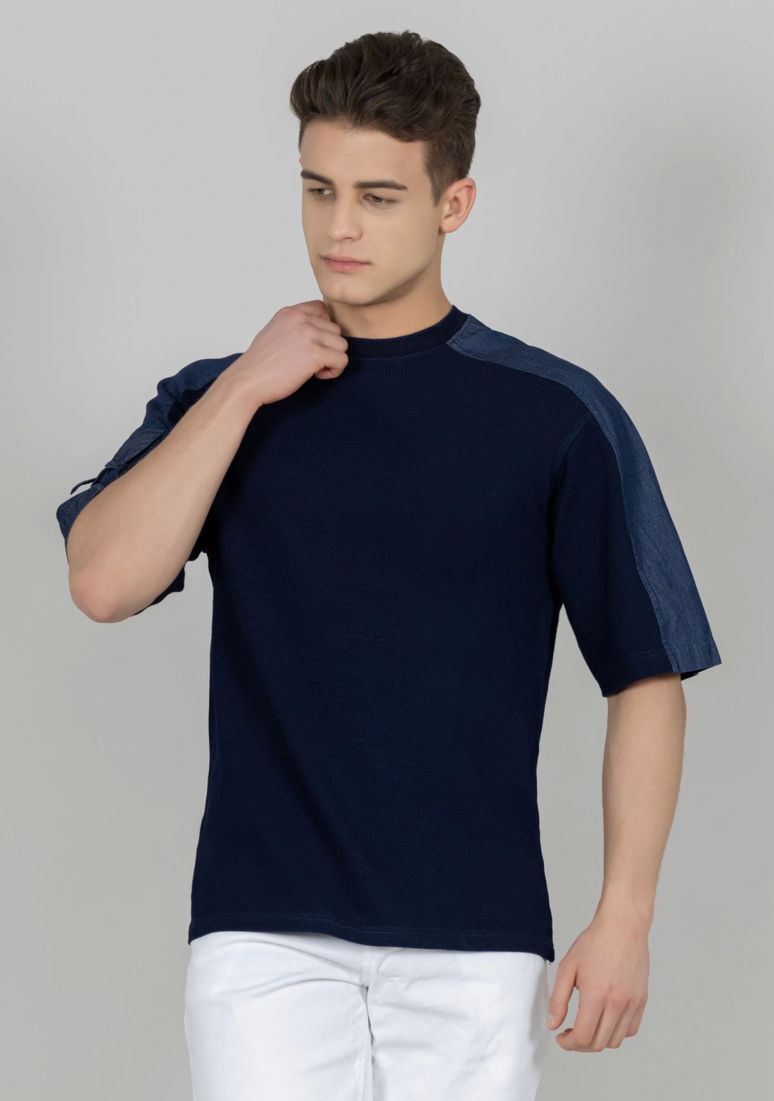 Blue Regular Fit Drop Shoulder Men's T-shirt