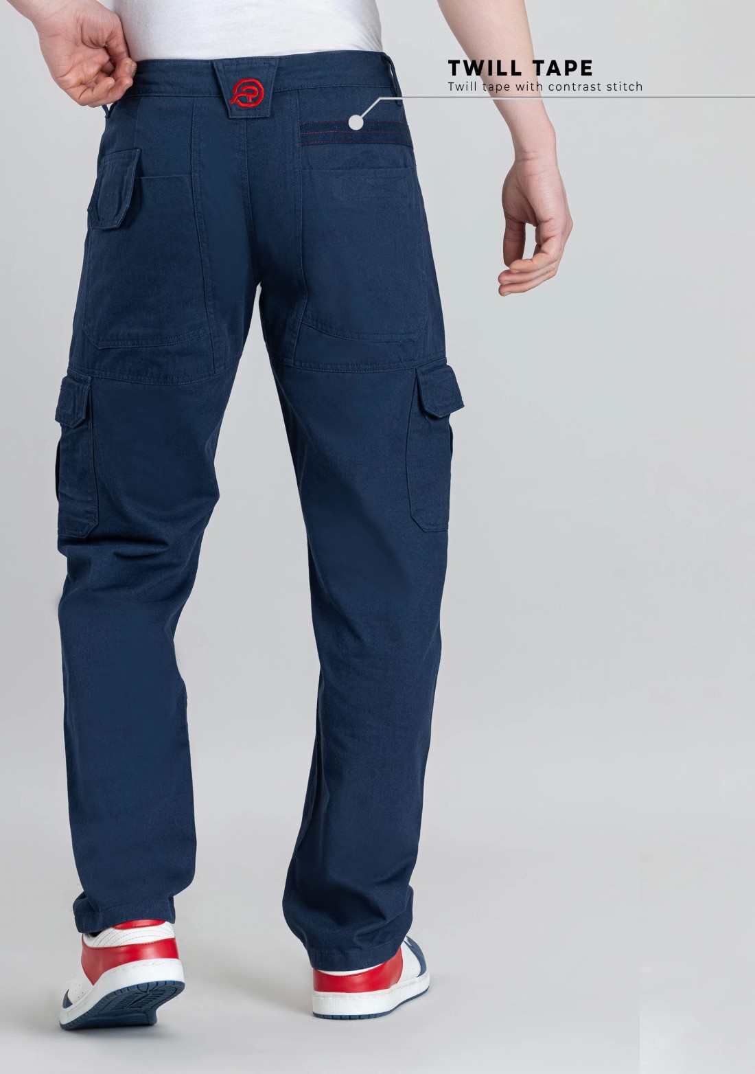 Blue Straight Fit Men's Cargo Trousers