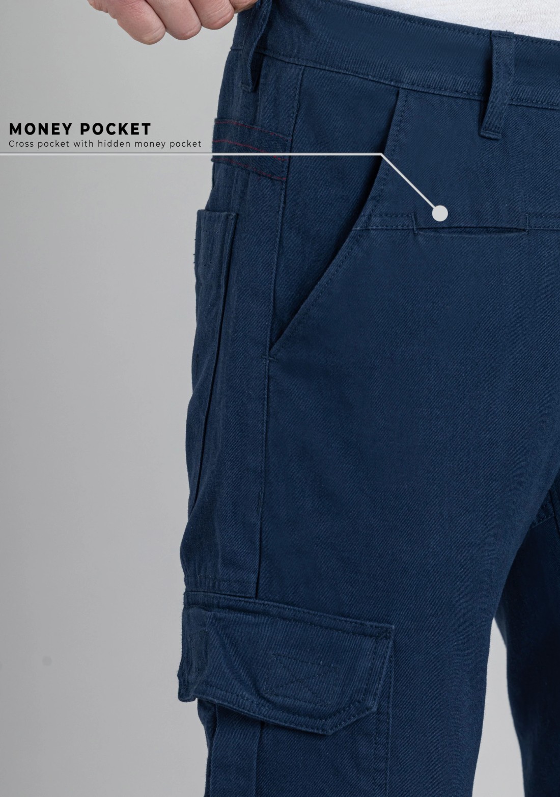 Blue Straight Fit Men's Cargo Trousers