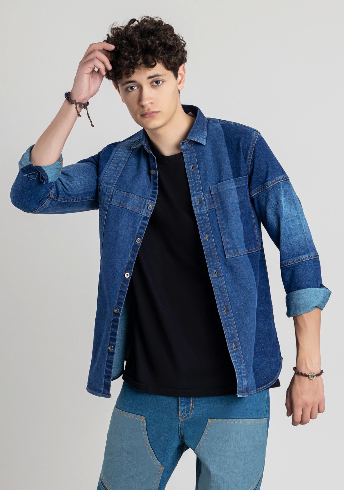 Blue Regular Fit Men's Denim Casual Shirt