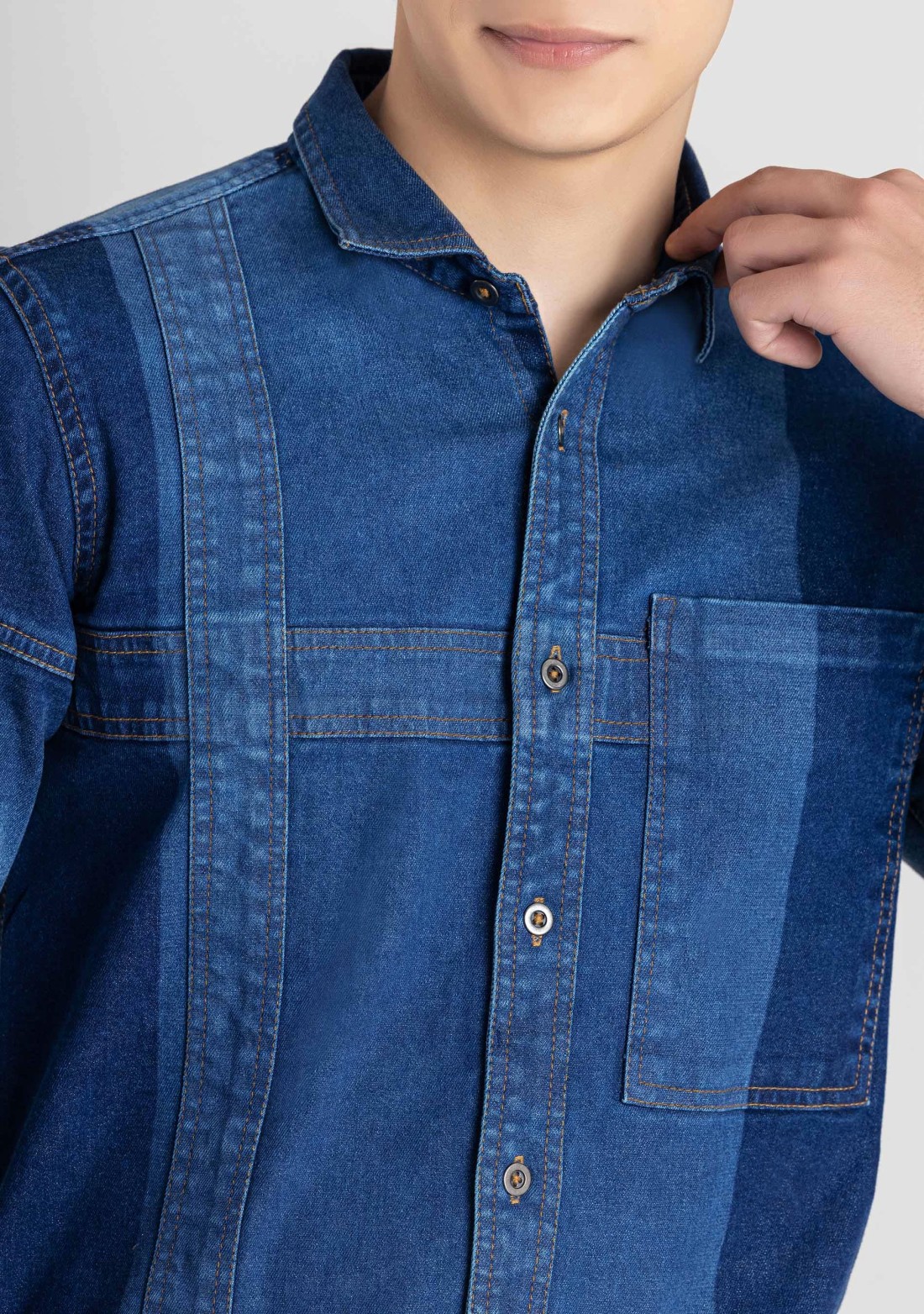 Blue Regular Fit Men's Denim Casual Shirt