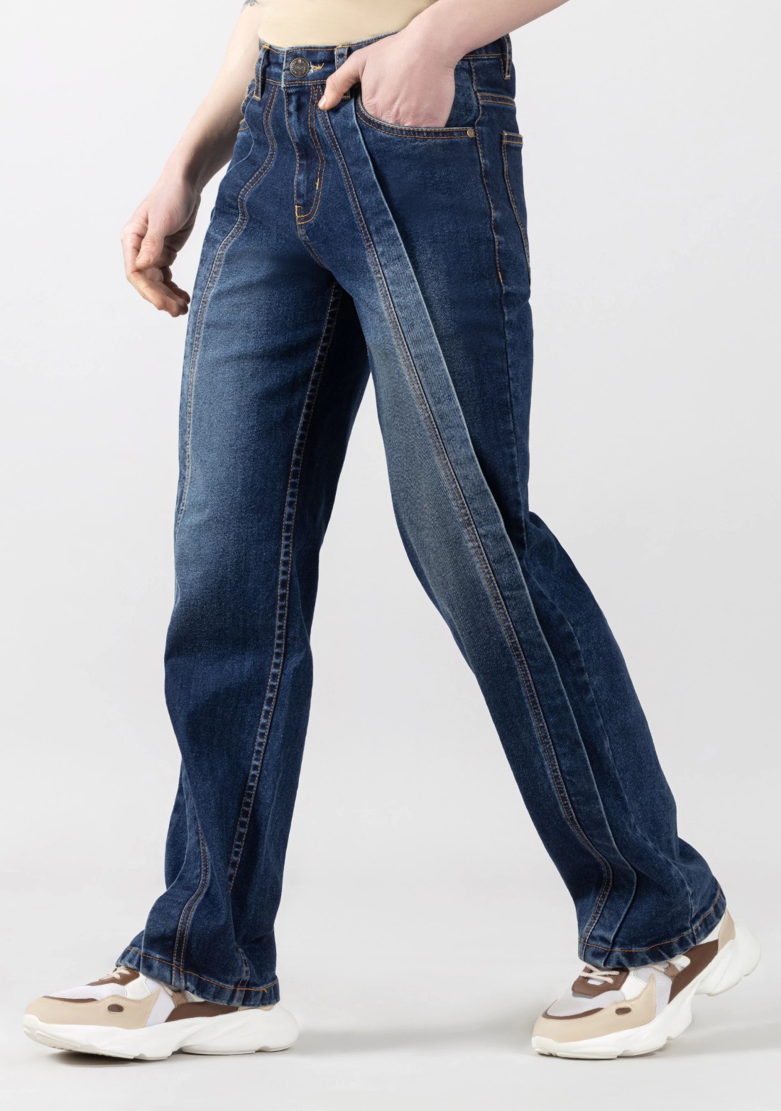 Blue Wide Leg Men's Fashion Jeans