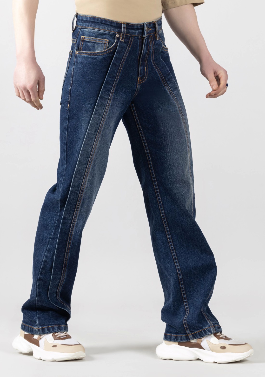 Blue Wide Leg Men's Fashion Jeans