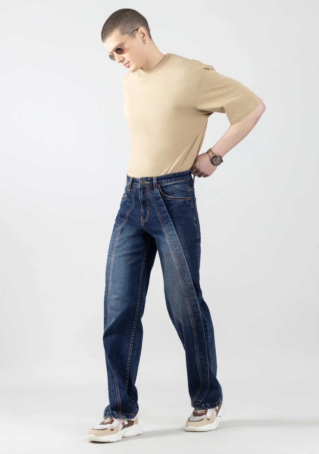 Blue Wide Leg Men's Fashion Jeans